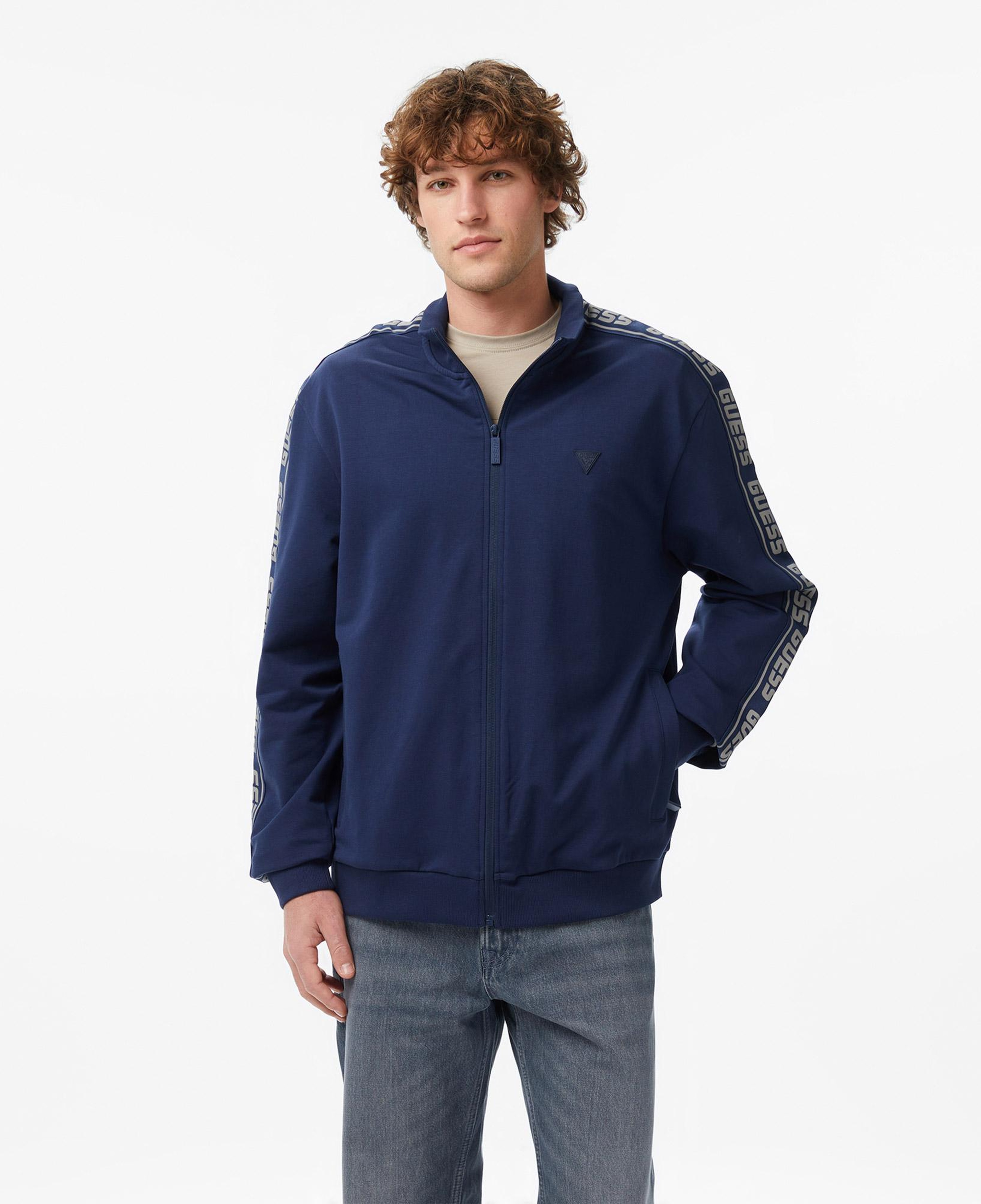 Guess Full Zip Aktif Erkek Mavi Sweatshirt