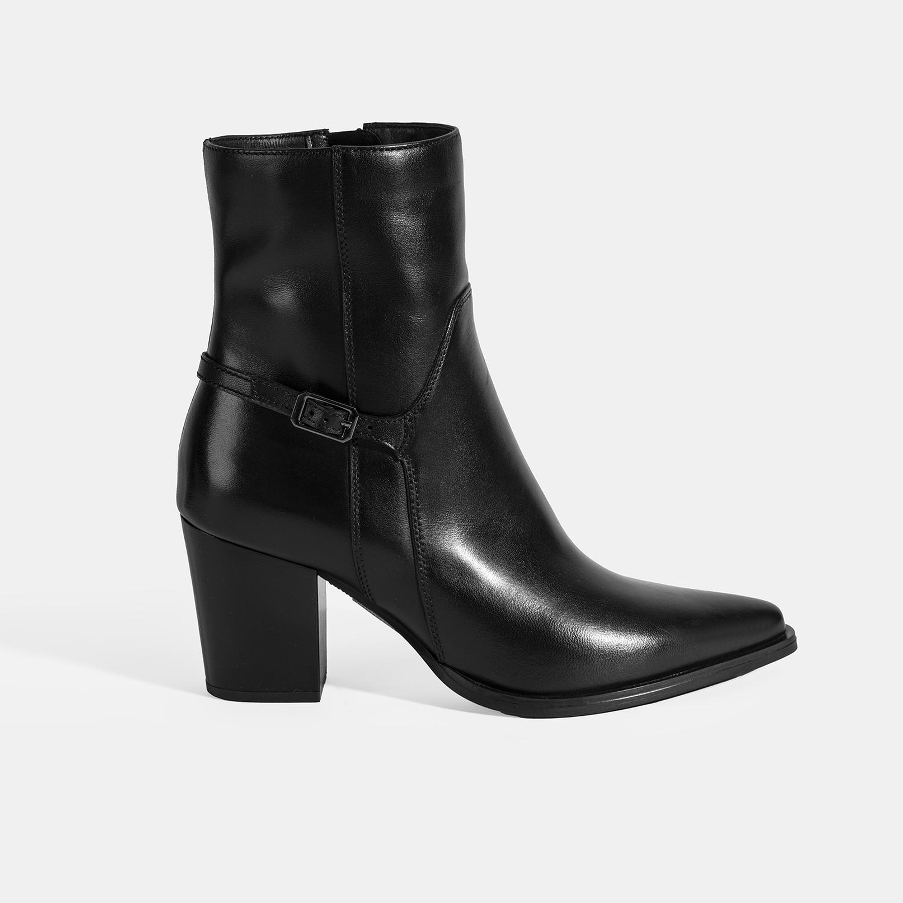 Kadın Kalın Topuklu Deri Bot