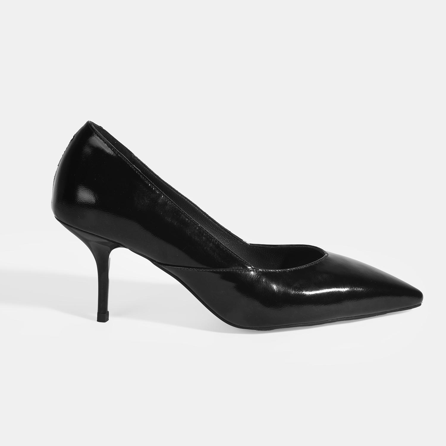 Kadın Siyah Rugan Topuklu Ayakkabı