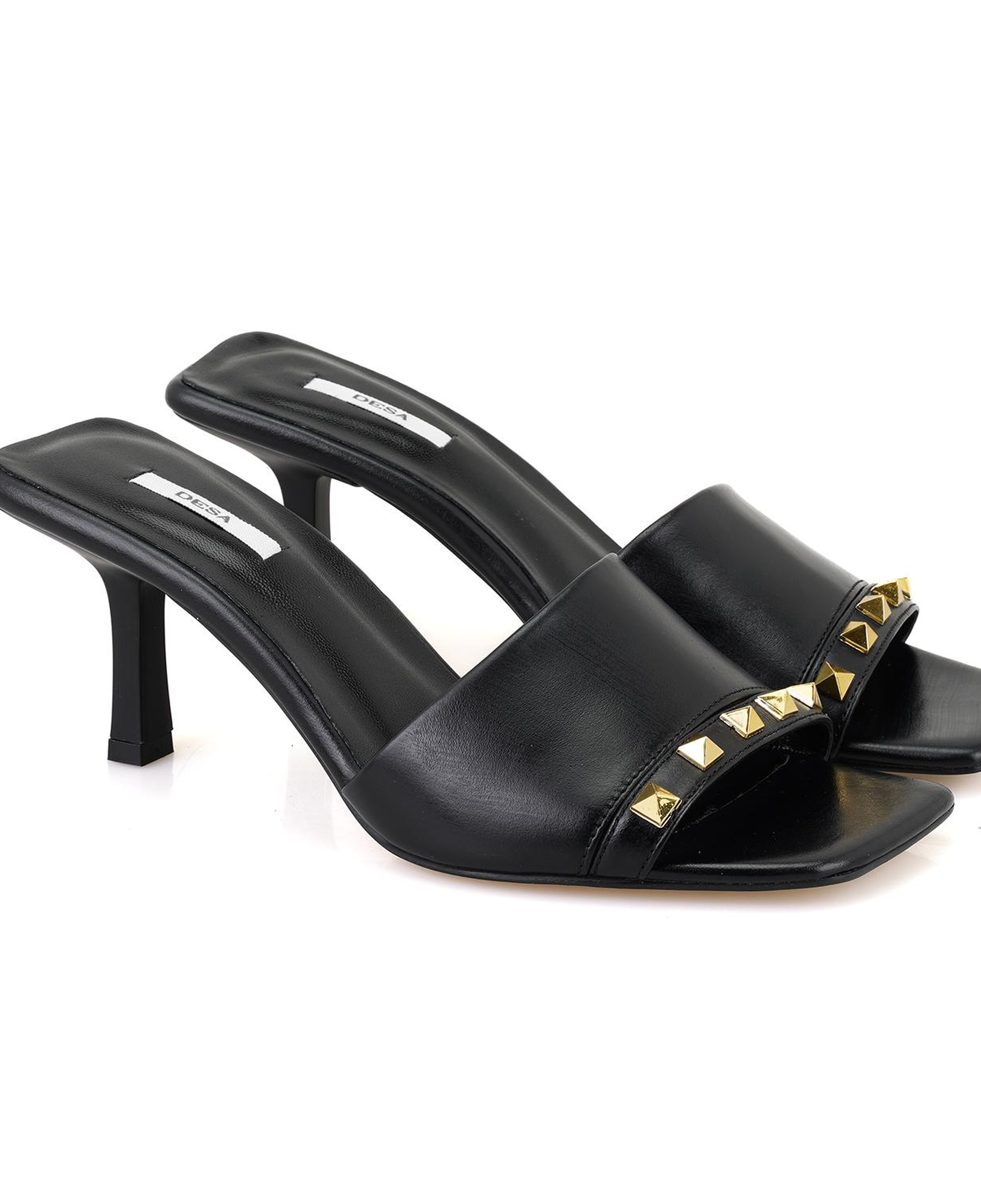 Kadın Siyah Topuklu Deri Terlik