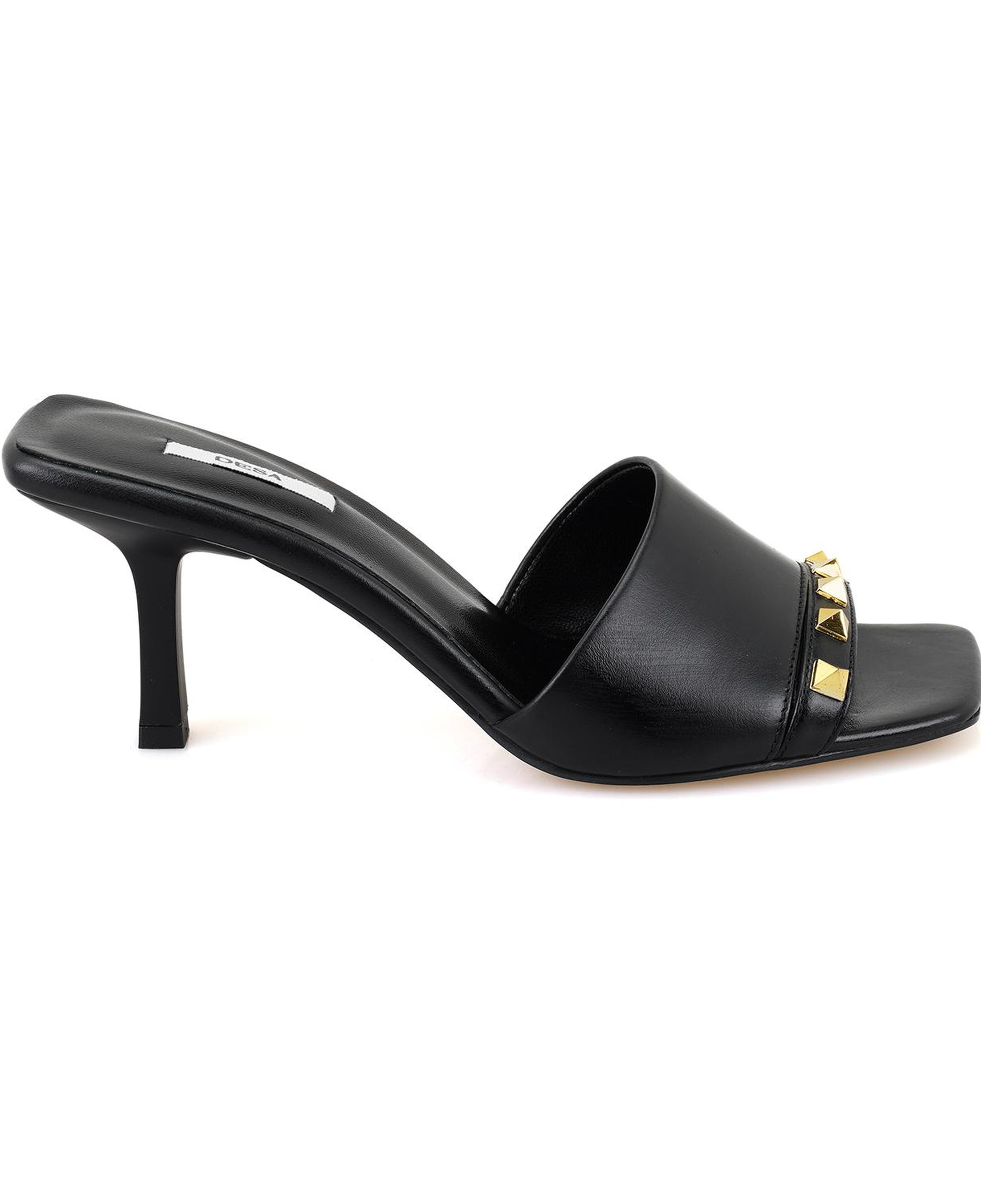 Kadın Siyah Topuklu Deri Terlik