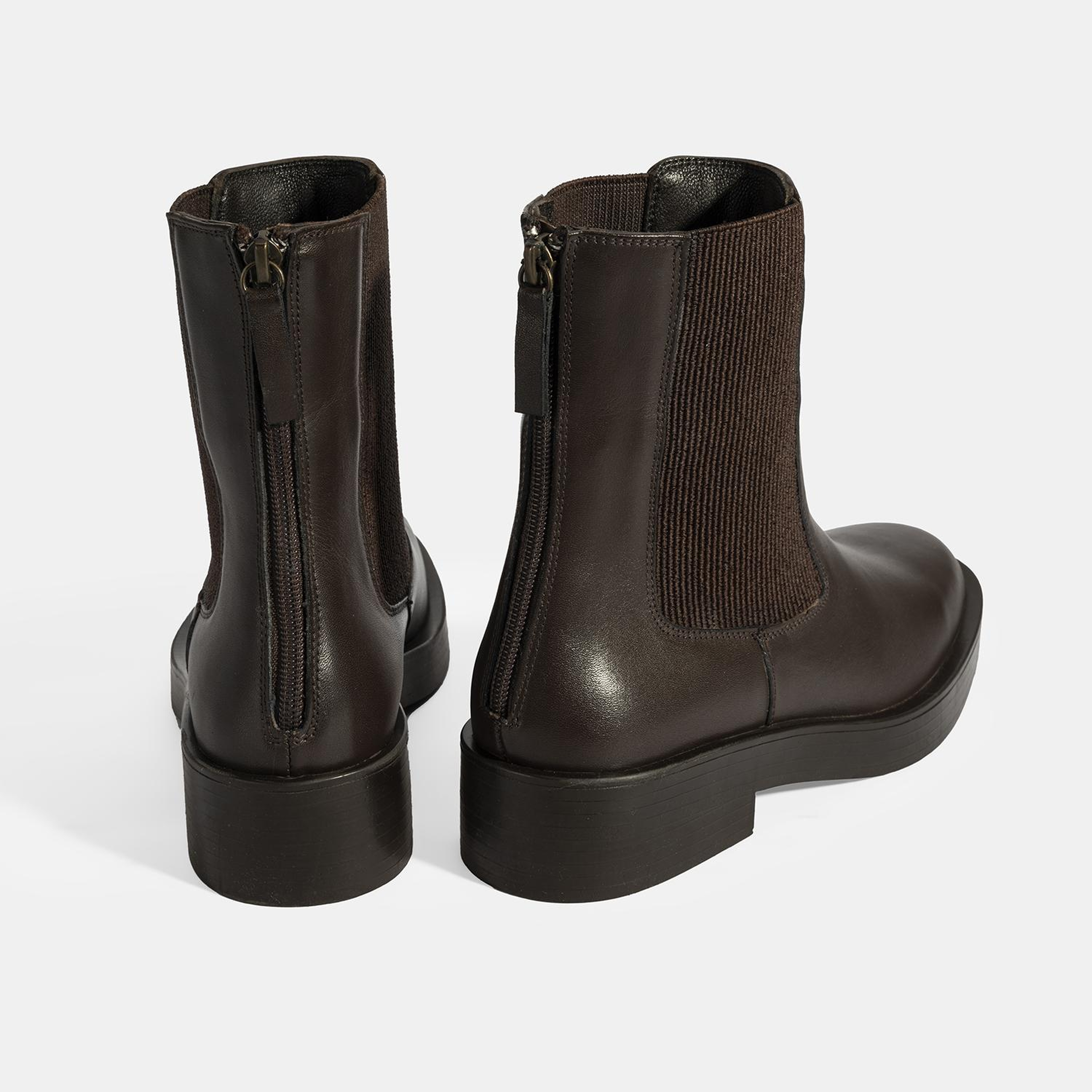 Kadın Kahve Lastikli Deri Chelsea Bot