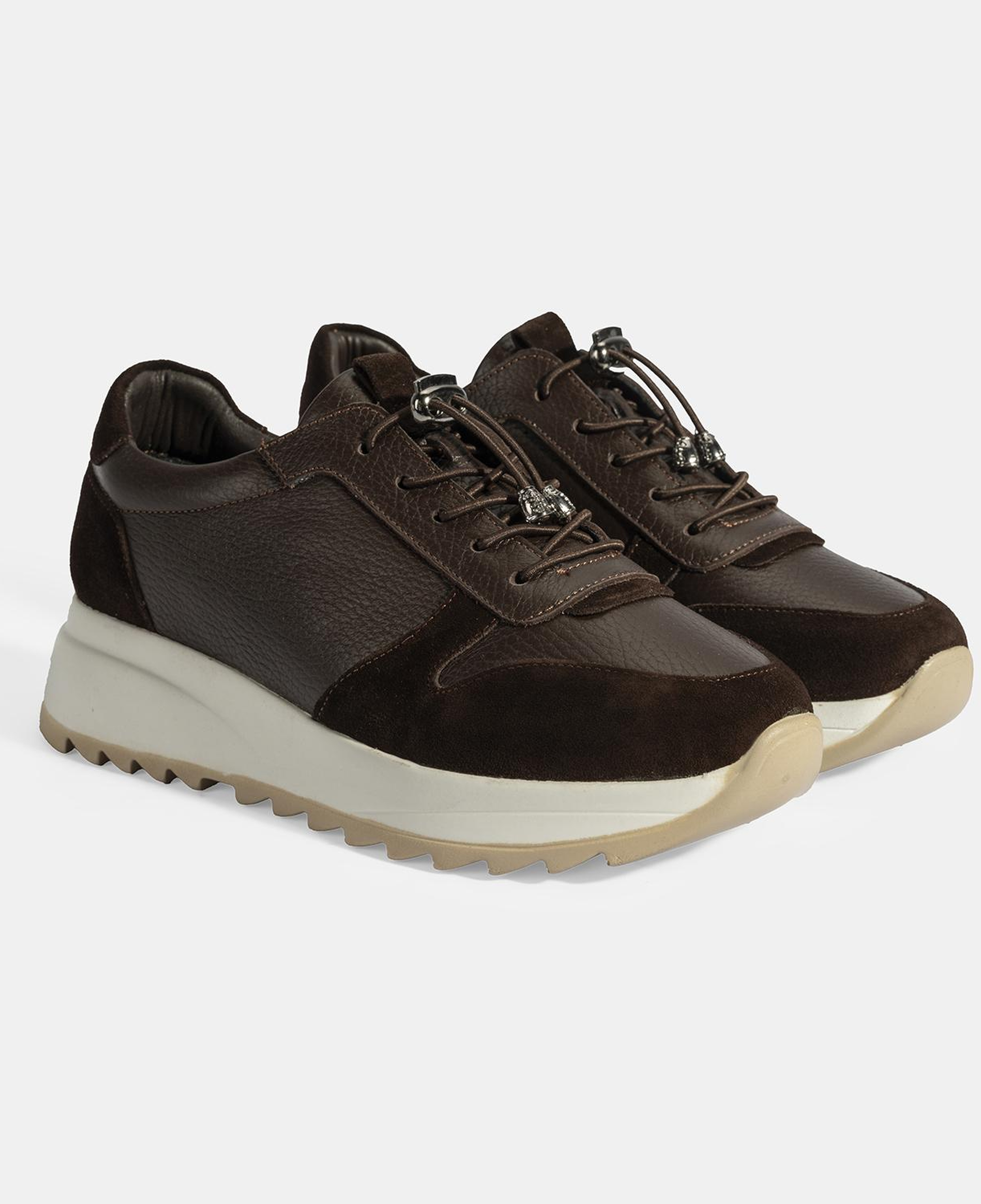 Kadın Kahve Bağcıklı Deri Spor Ayakkabı