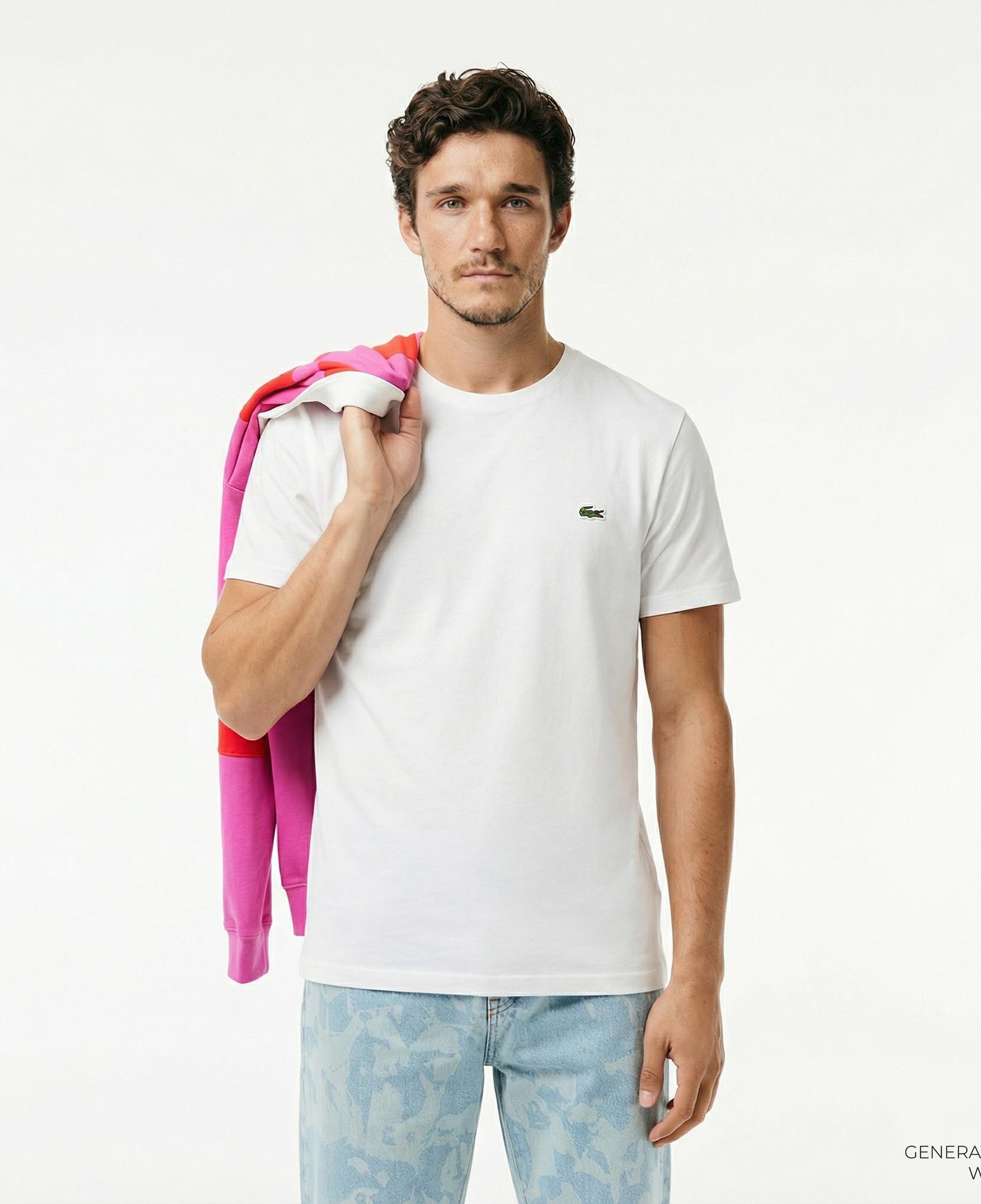 Lacoste Erkek Regular Fit Bisiklet Yaka Beyaz T-Shirt