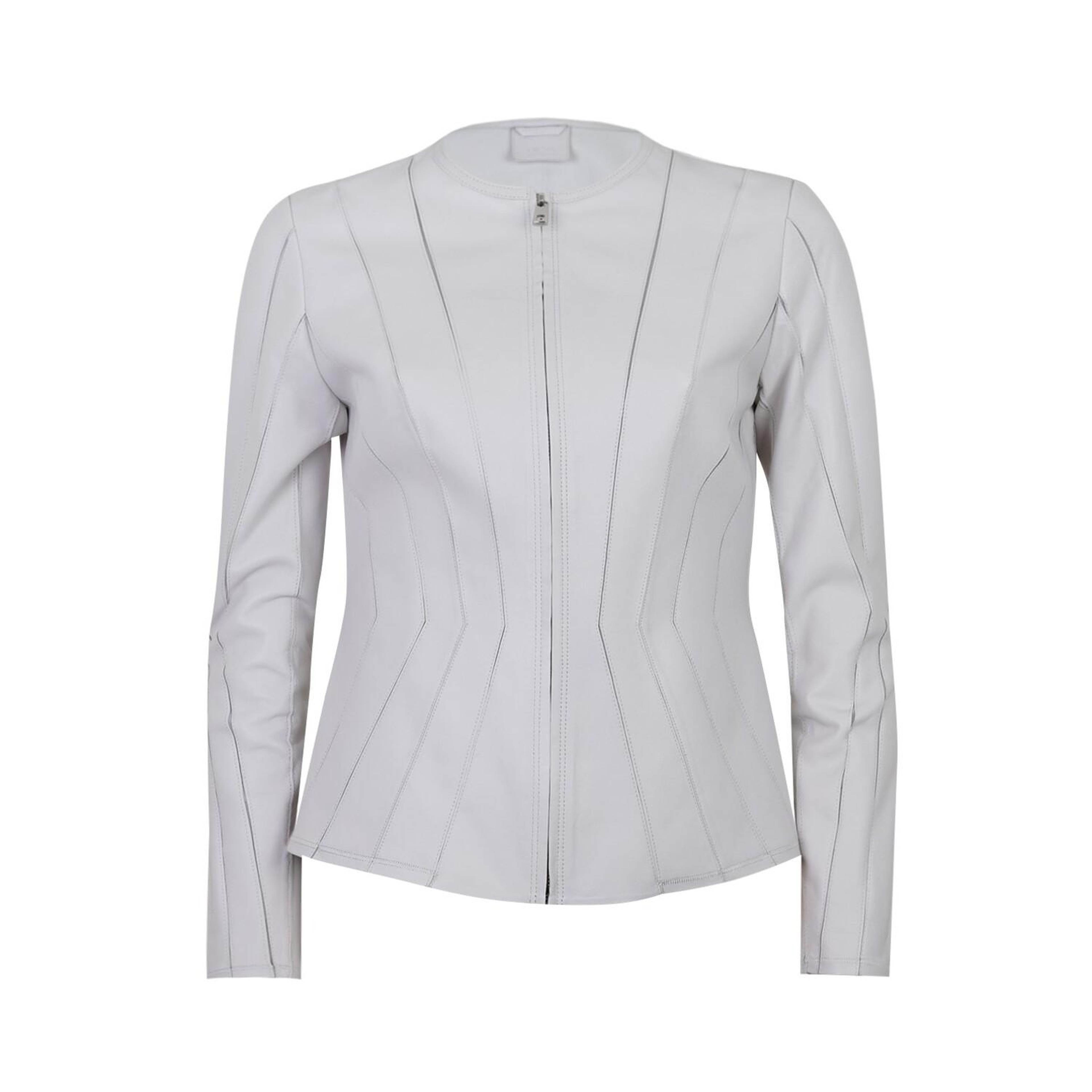 Bienna Beyaz Kadın Panelli Deri Ceket