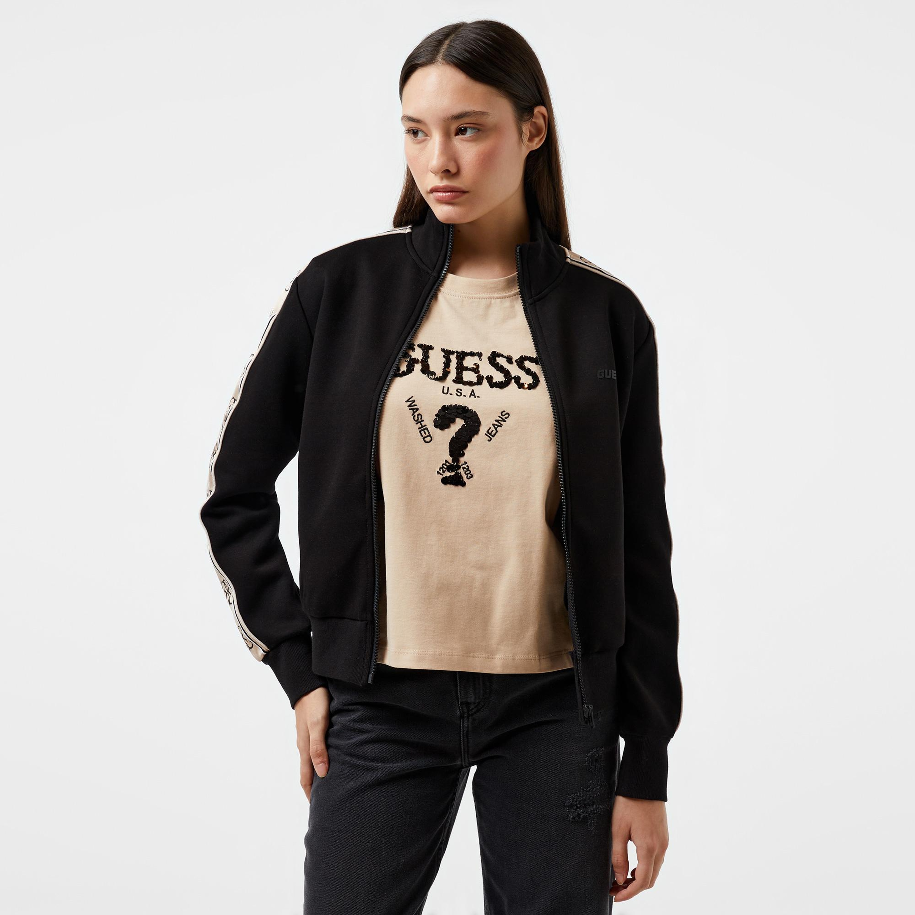 Guess Britney Punto Kadın Siyah Sweatshirt