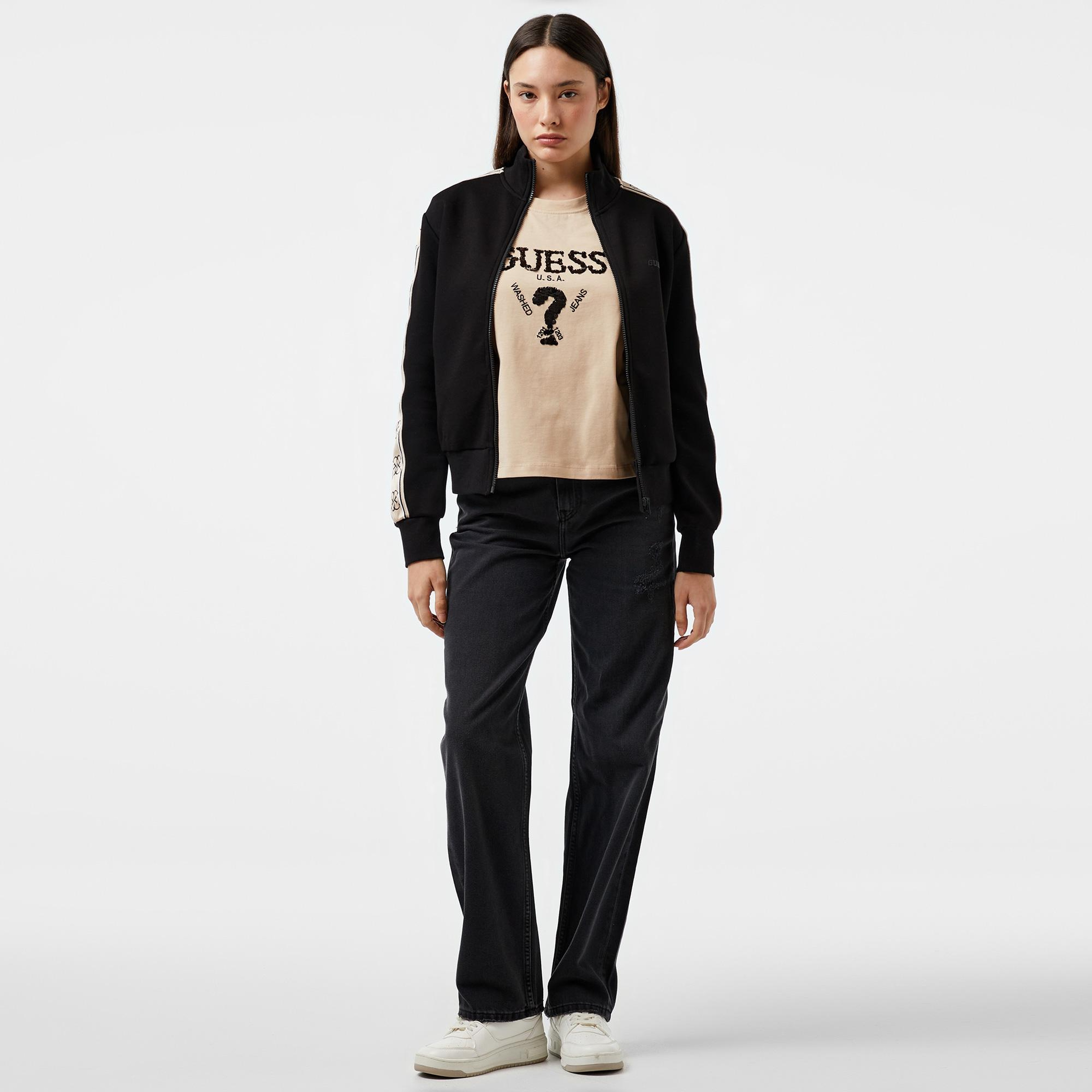 Guess Britney Punto Kadın Siyah Sweatshirt