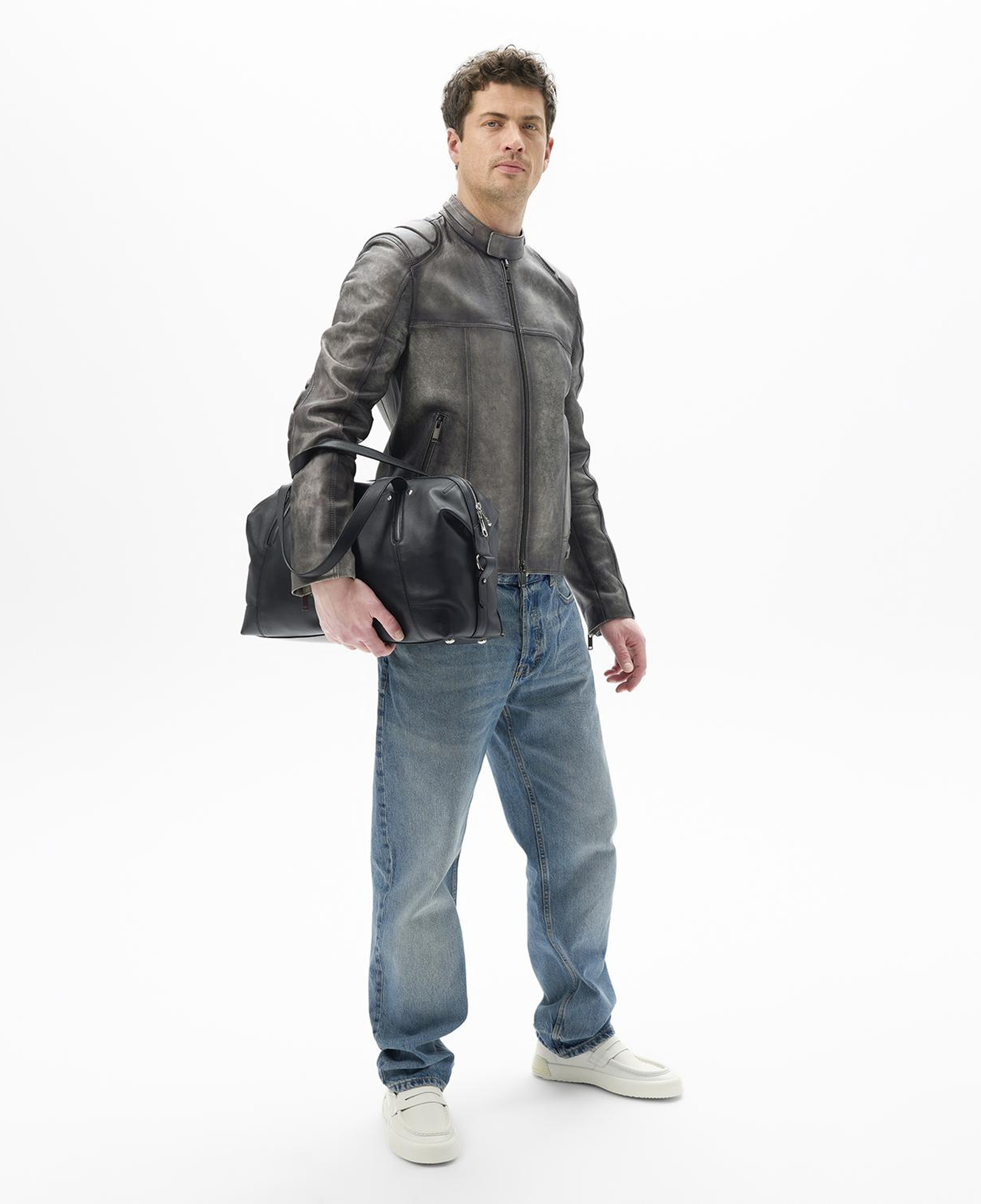 Tirona Gri Erkek Deri Mont