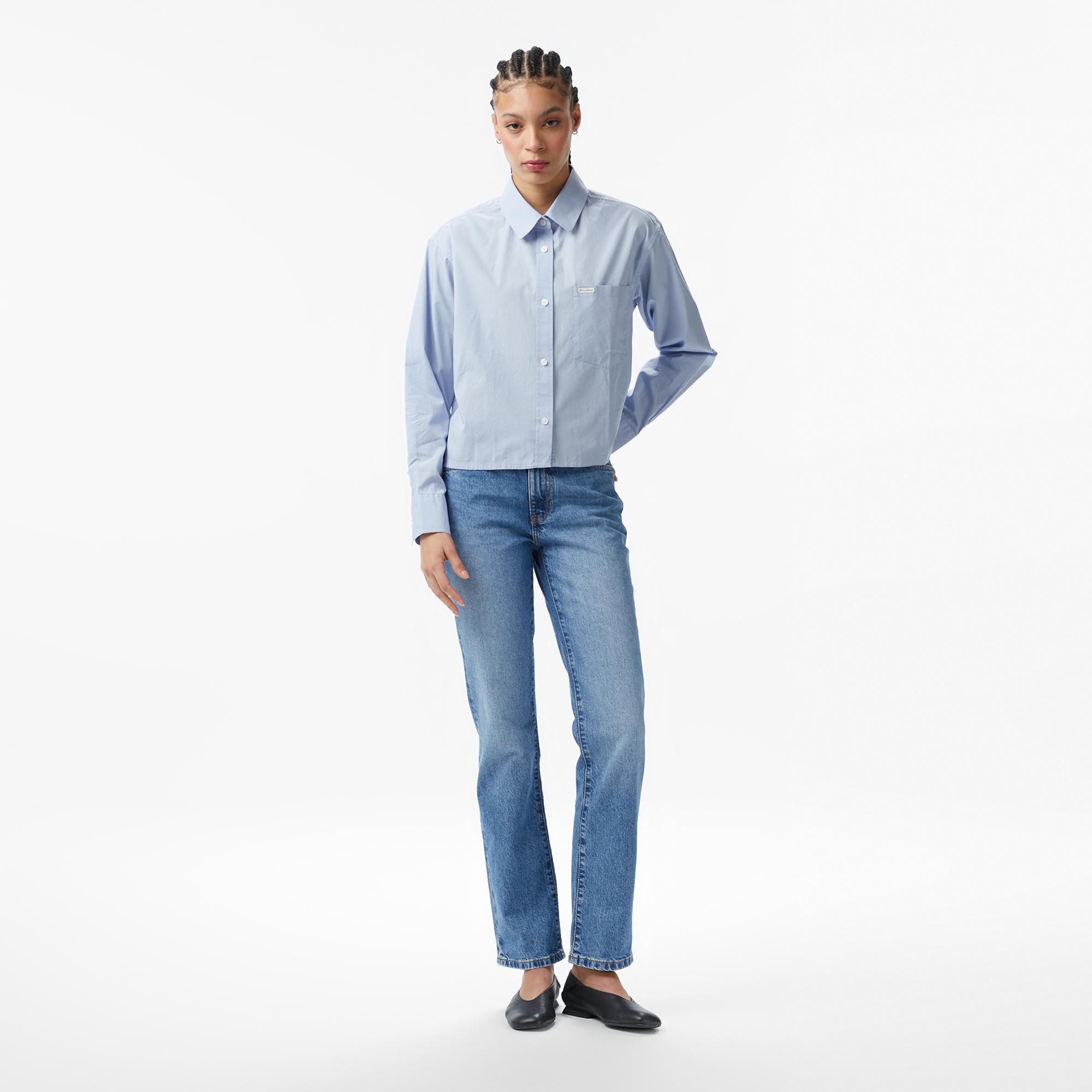 Guess Jeans Comfort Fit Kadın Mavi Gömlek