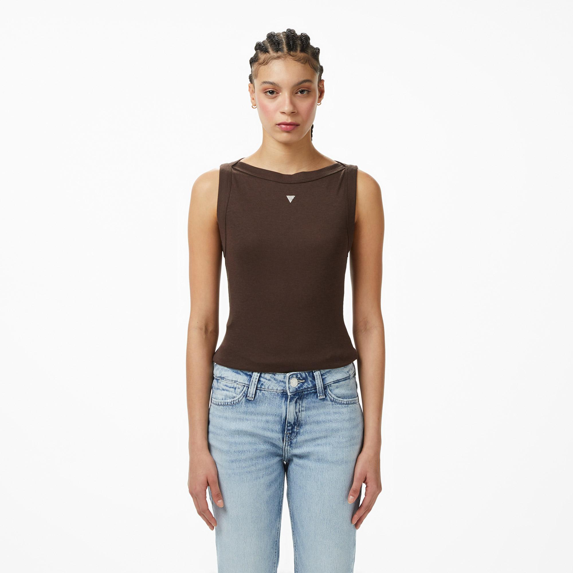 Guess Tina Ipek Karışımlı Kadın Kahverengi T-Shirt