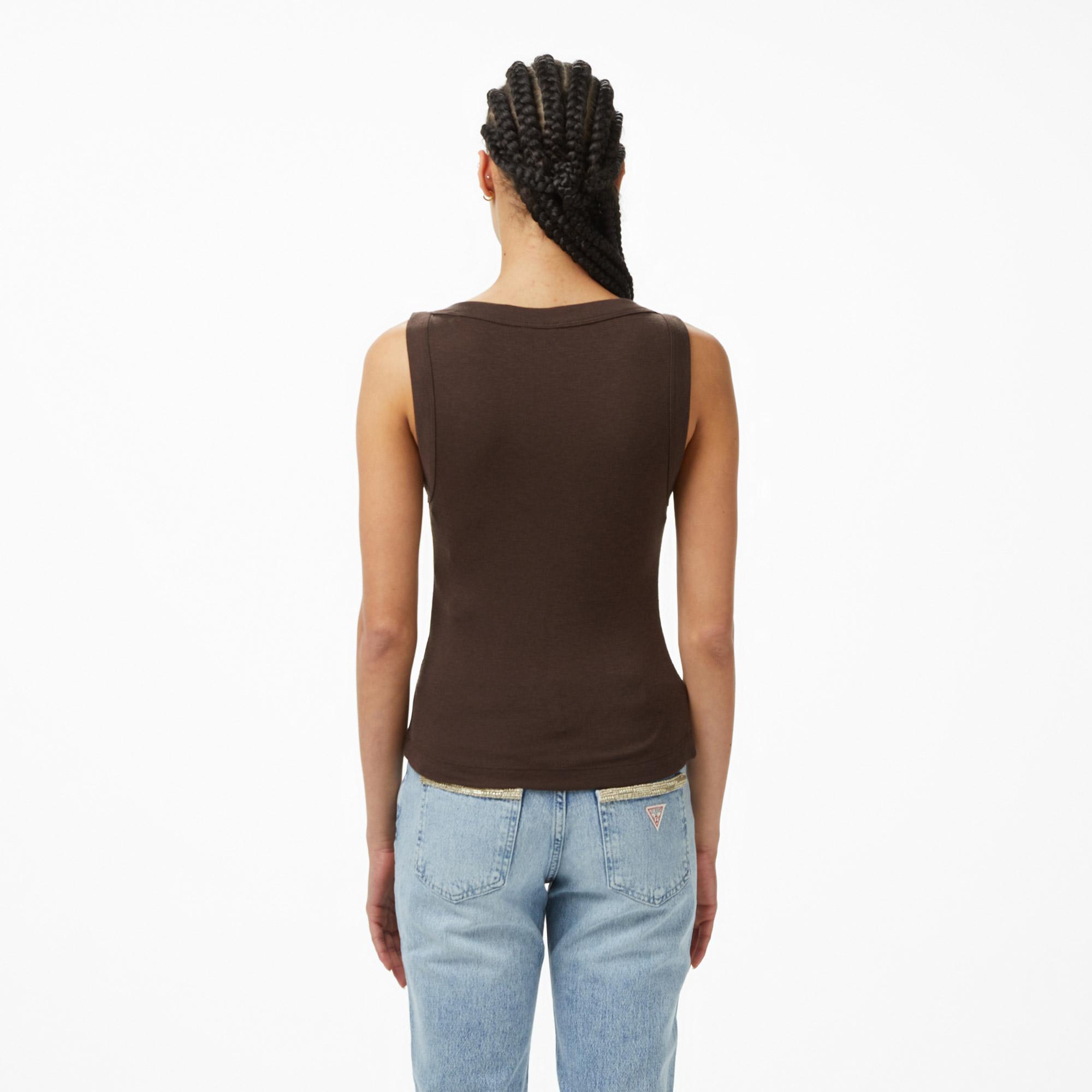 Guess Tina Ipek Karışımlı Kadın Kahverengi T-Shirt