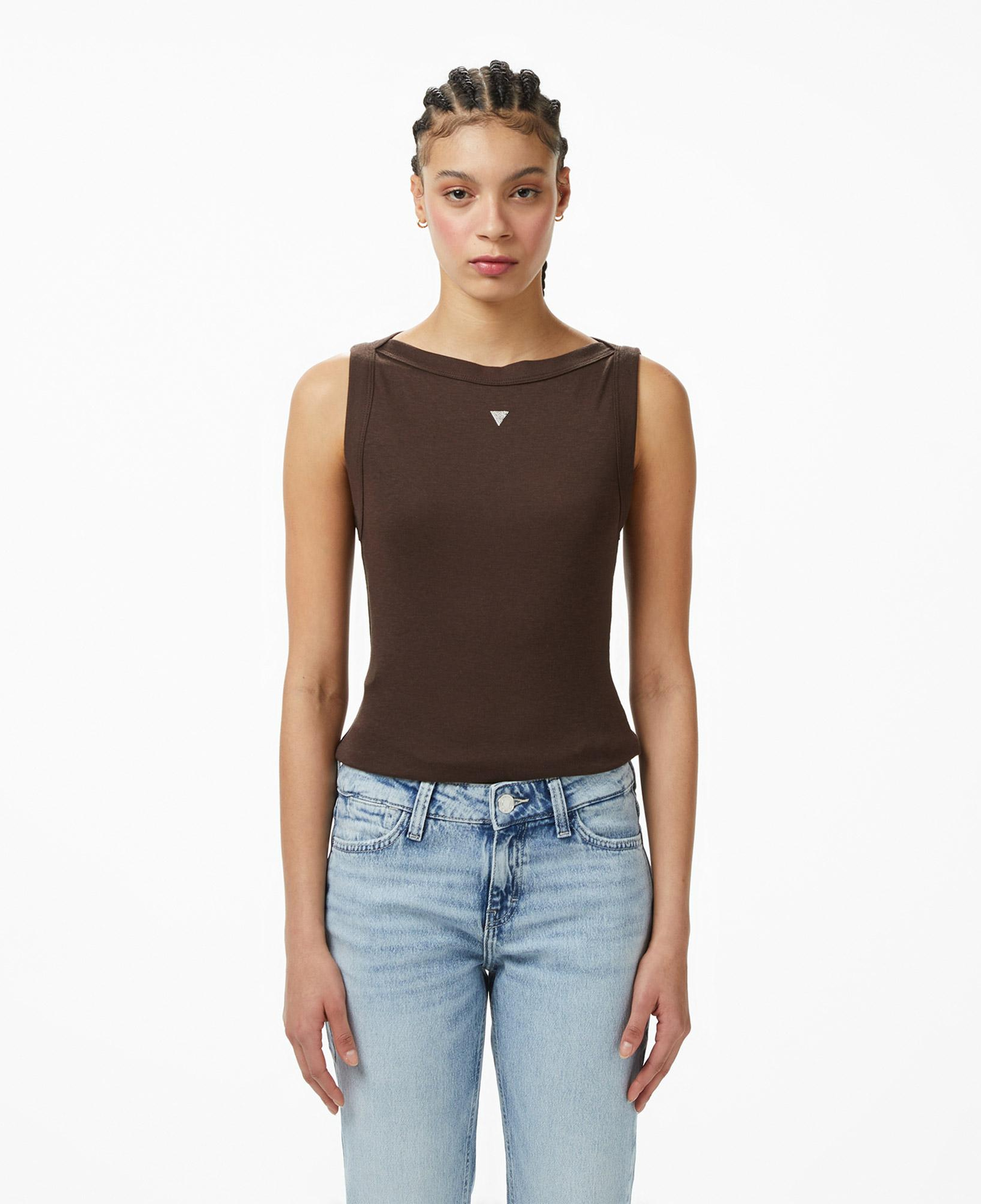 Guess Tina Ipek Karışımlı Kadın Kahverengi T-Shirt