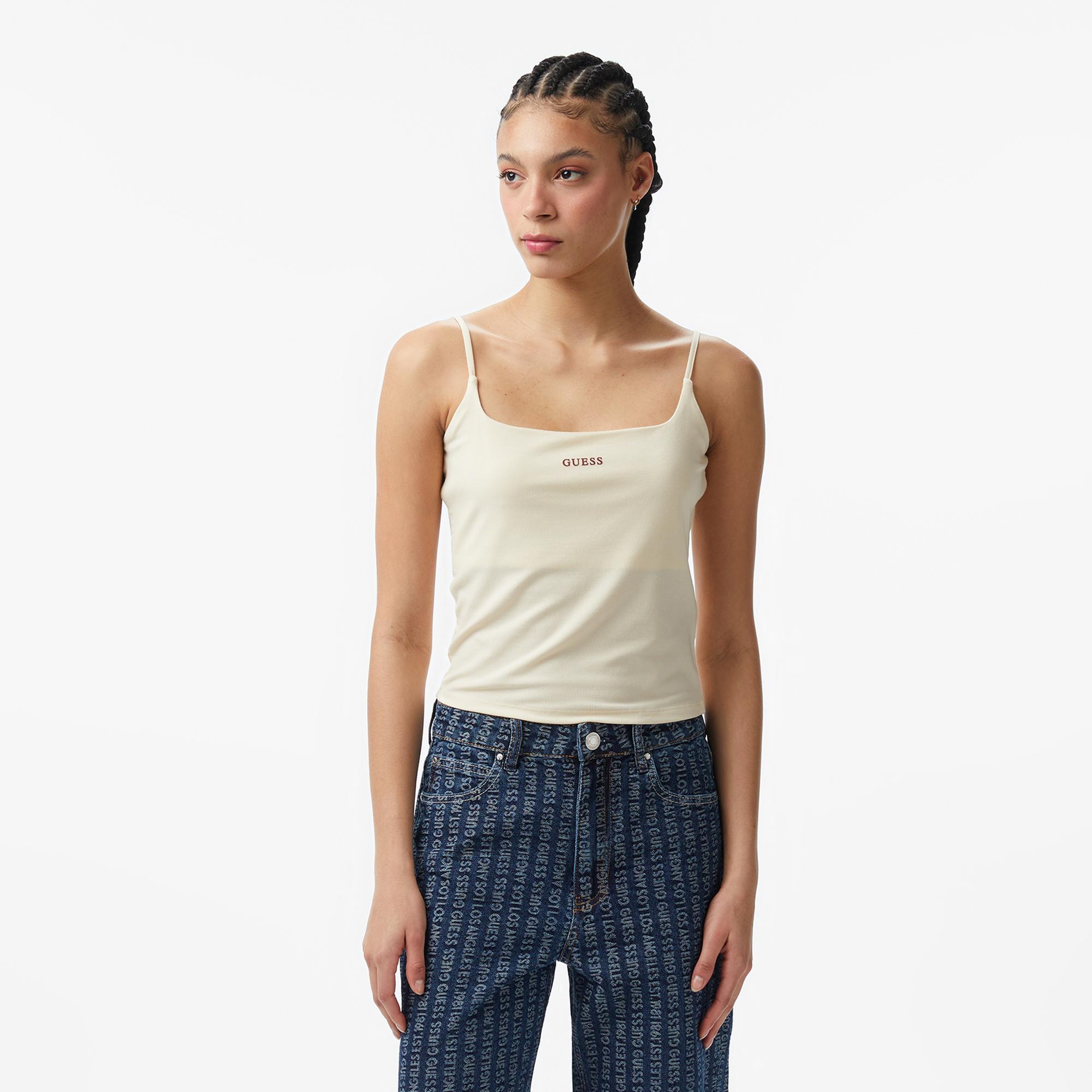 Guess Jasmine Aktif Kadın Beyaz Sweatshirt