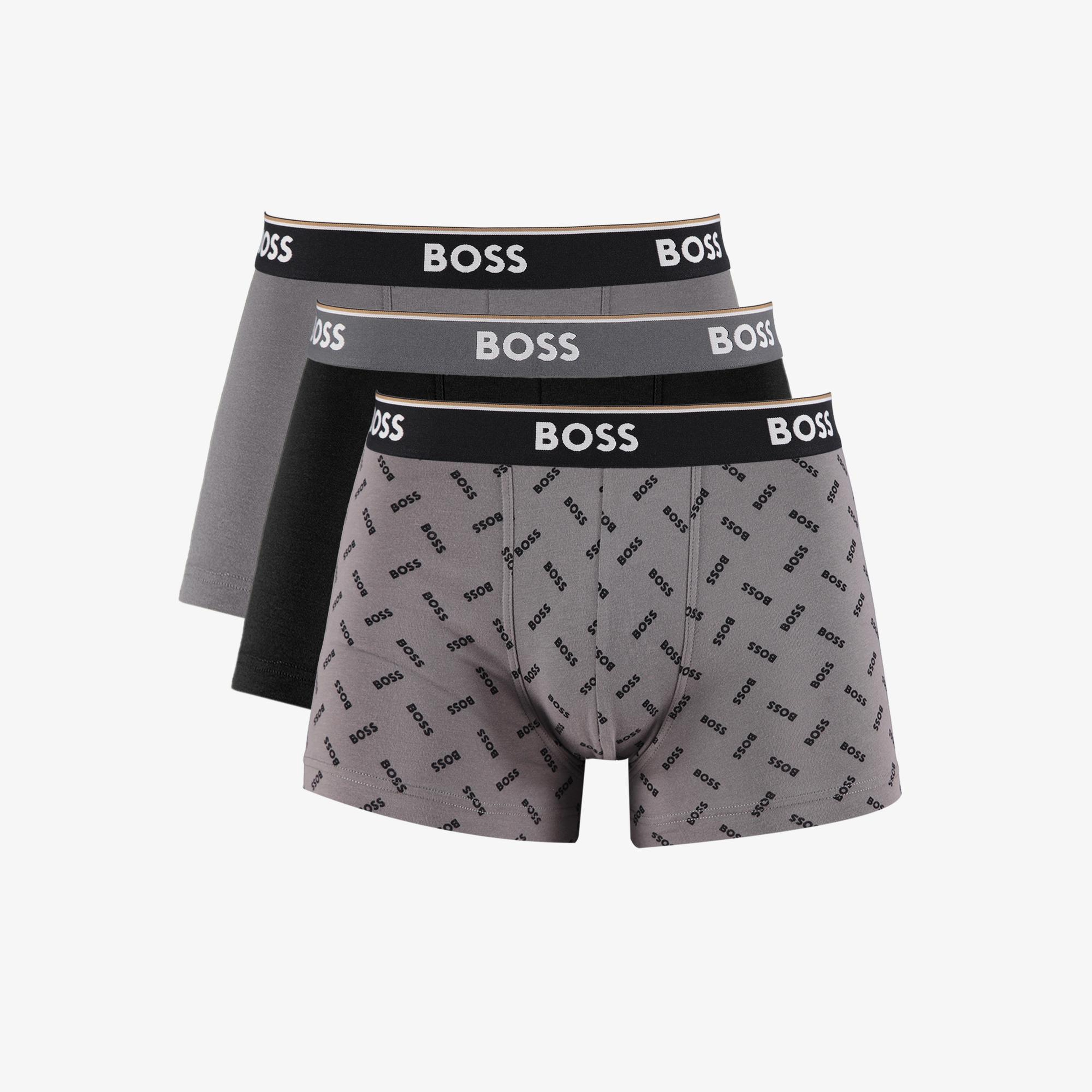 Boss Trunk Power 3'lü Erkek Gri Boxer