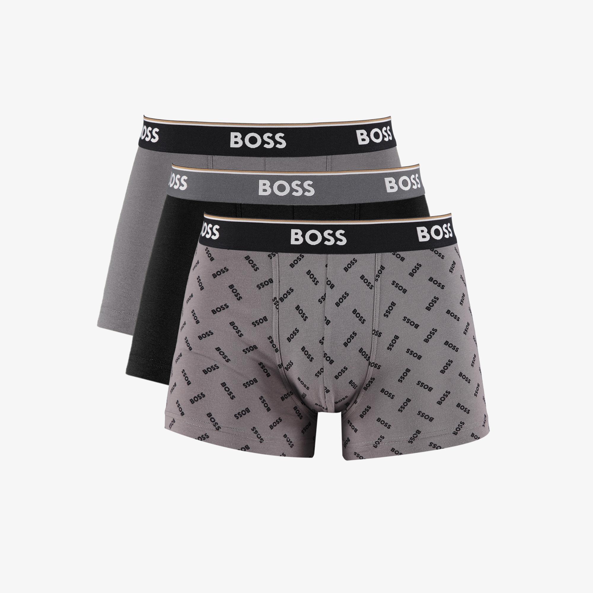 Boss Trunk Power 3'lü Erkek Gri Boxer