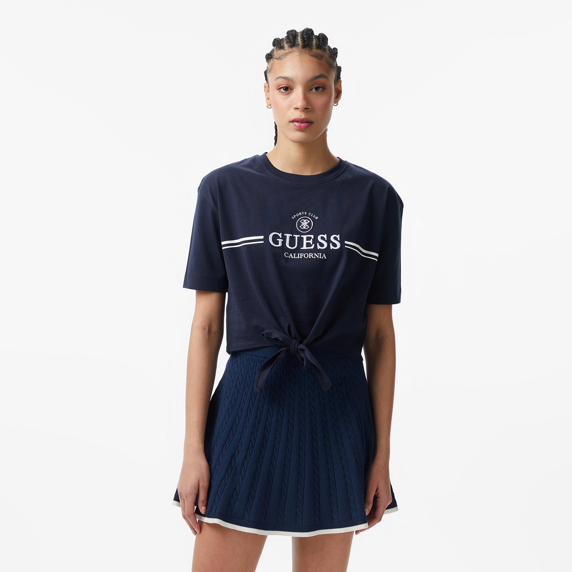 Guess Stream Aktif Boxy Fit Kadın Lacivert T-Shirt