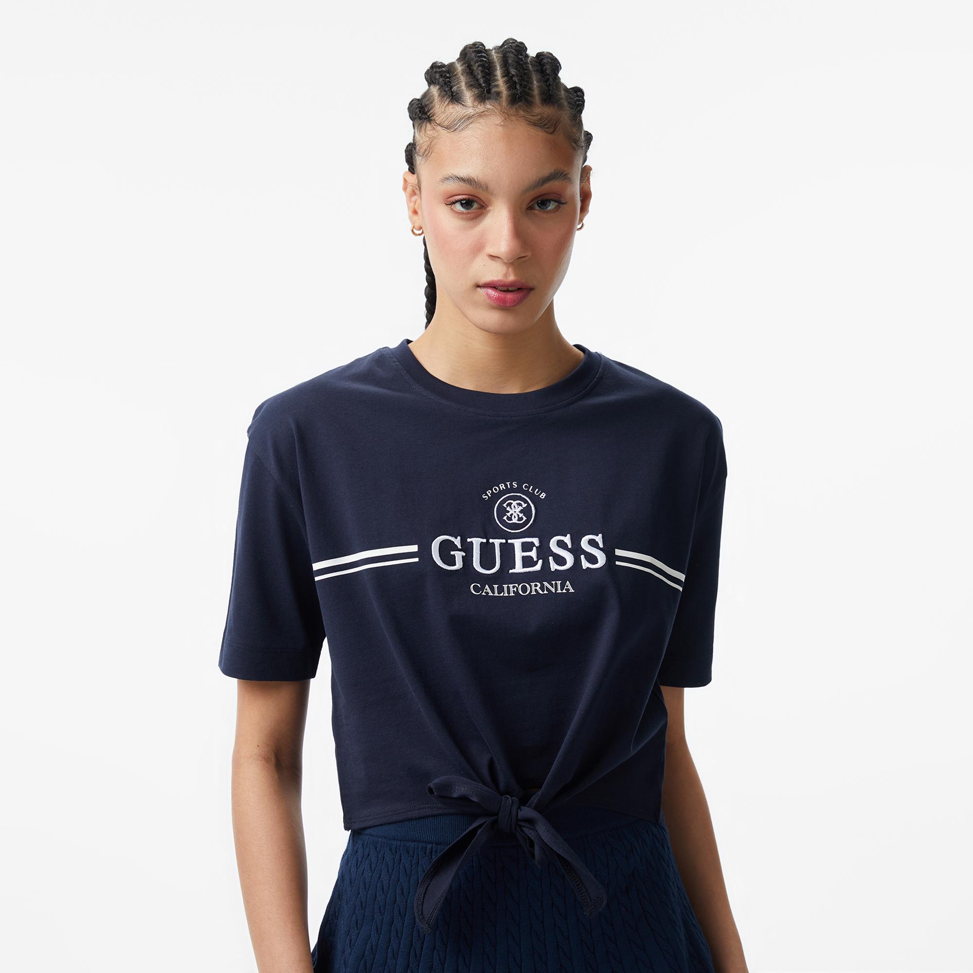 Guess Stream Aktif Boxy Fit Kadın Lacivert T-Shirt
