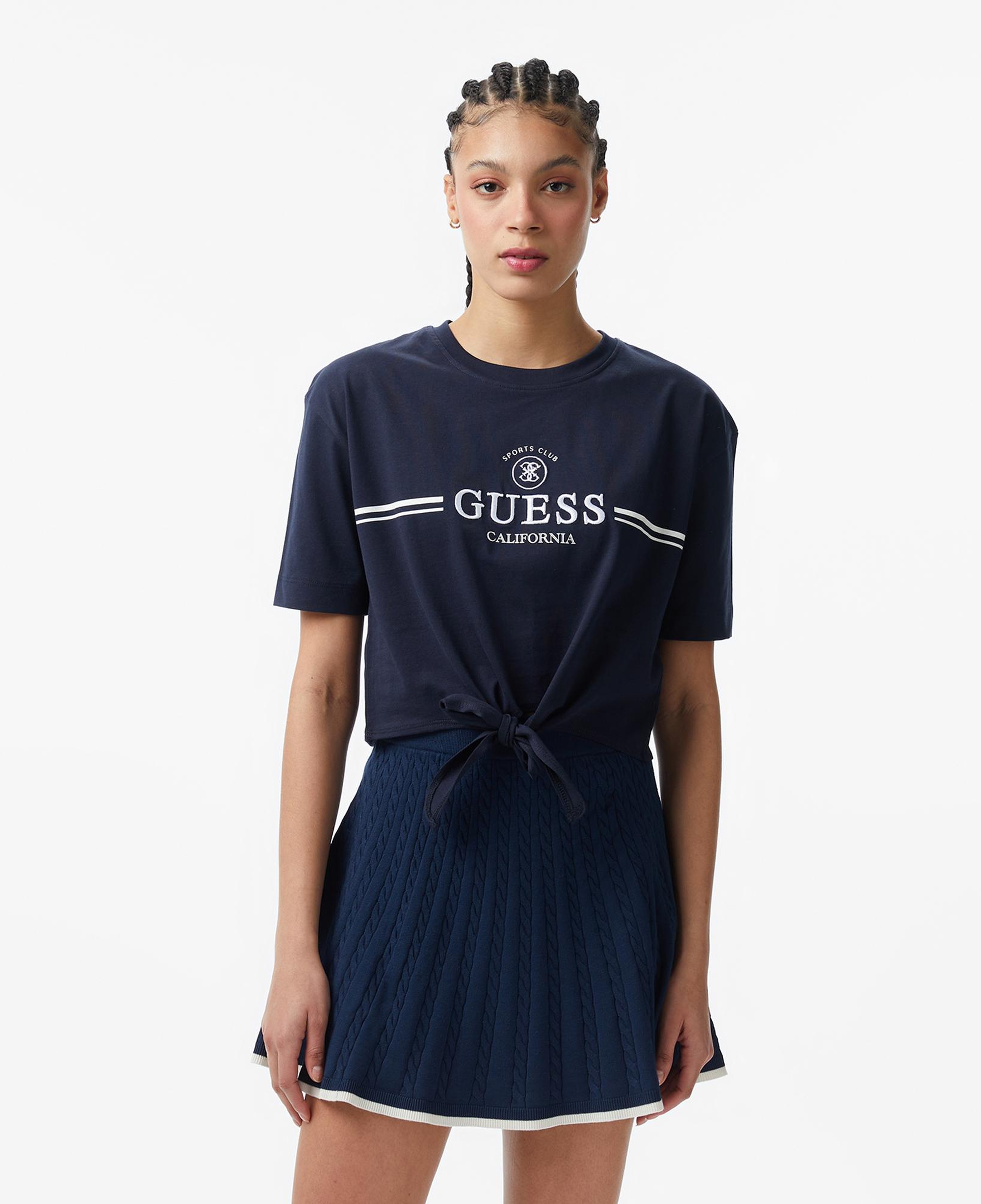 Guess Stream Aktif Boxy Fit Kadın Lacivert T-Shirt