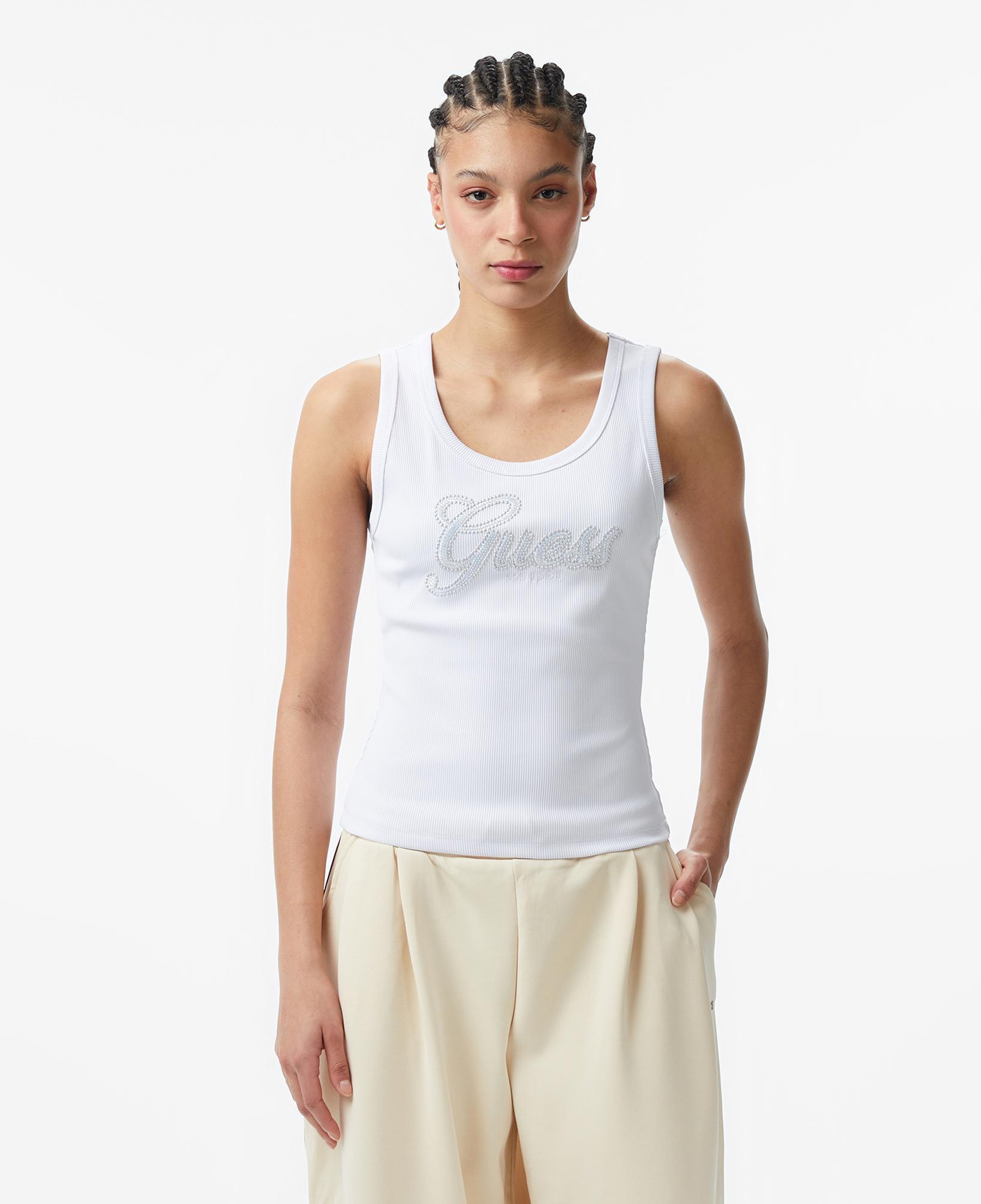 Guess Script Kadın Beyaz T-Shirt
