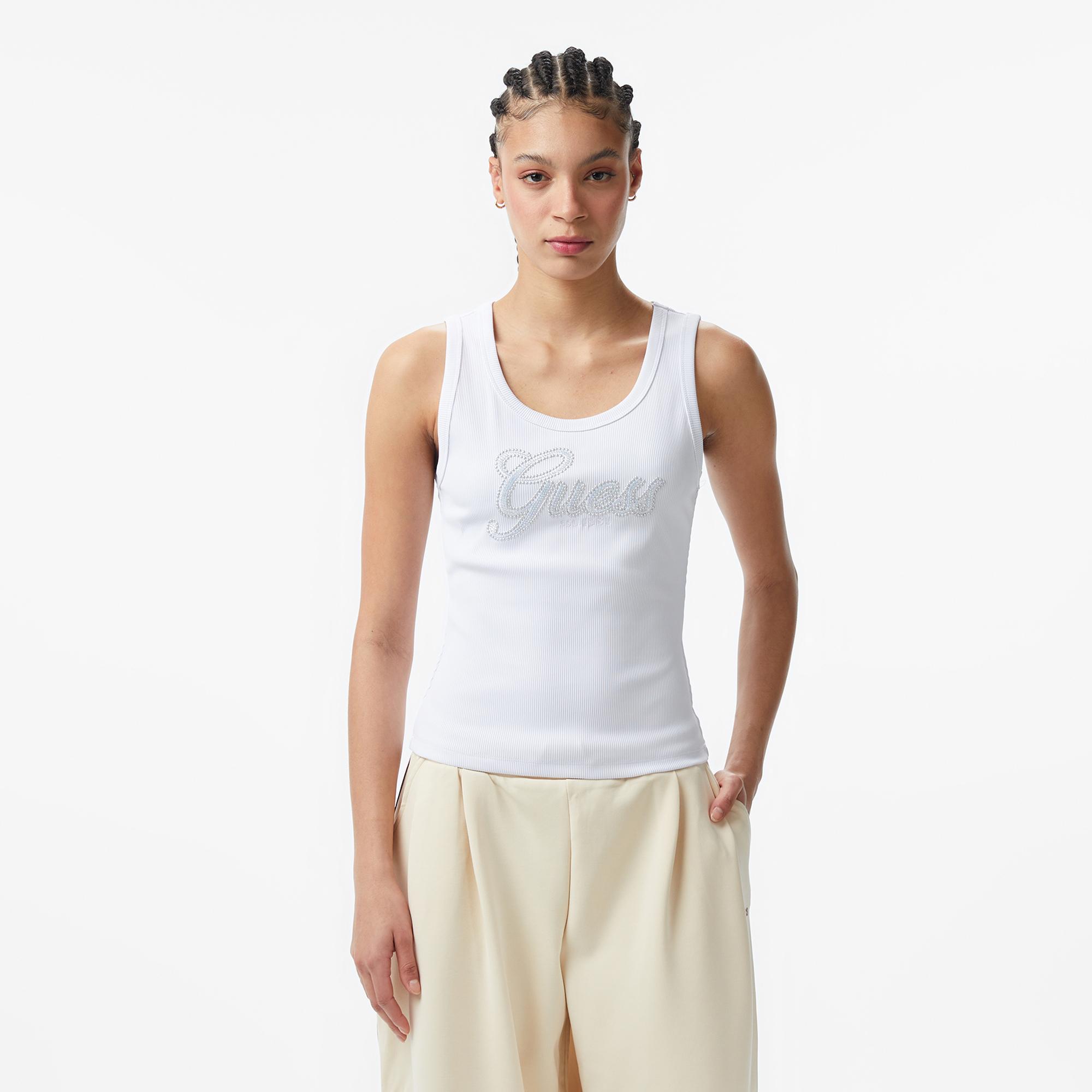 Guess Script Kadın Beyaz T-Shirt