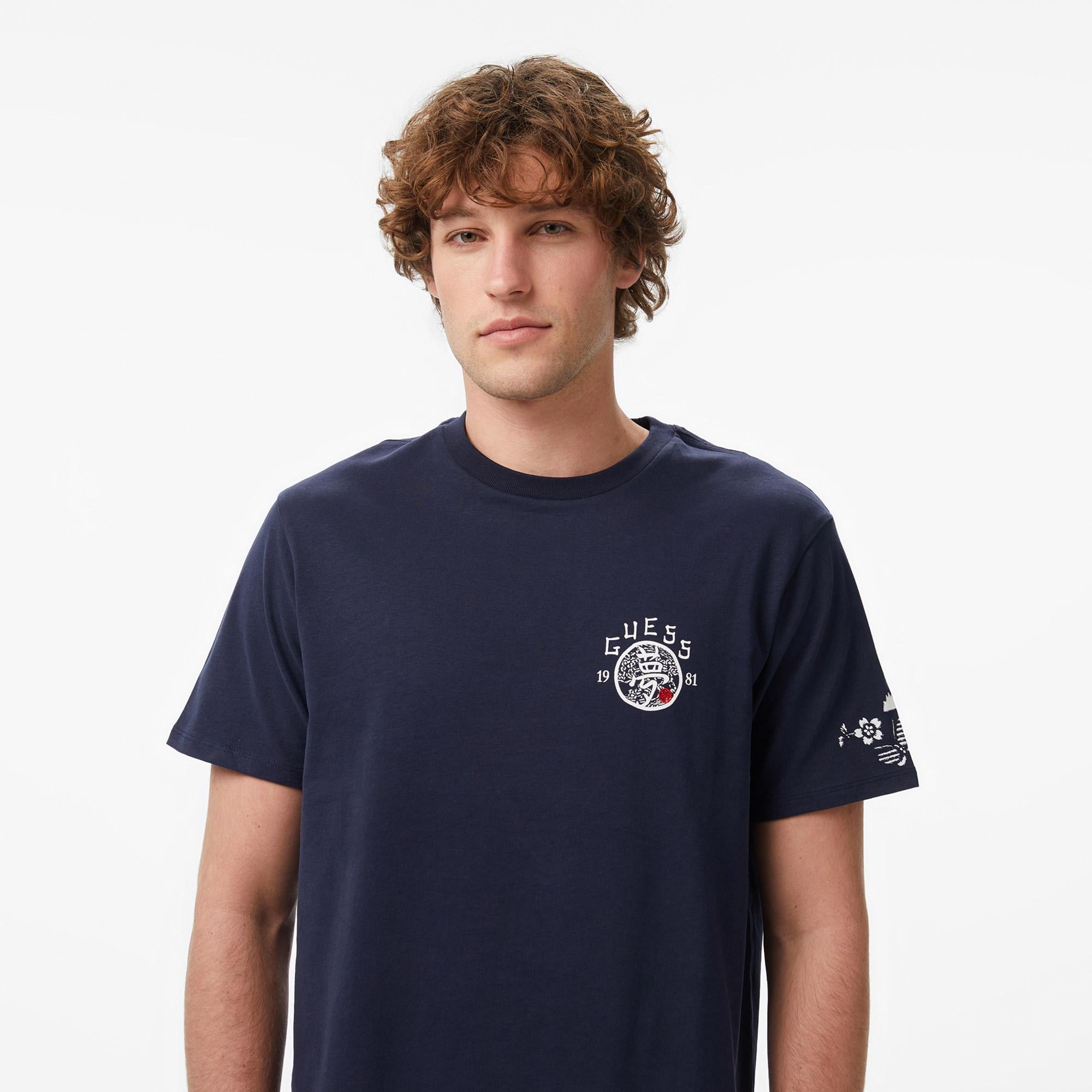 Guess Japanese Regular Fit Erkek Lacivert T-Shirt