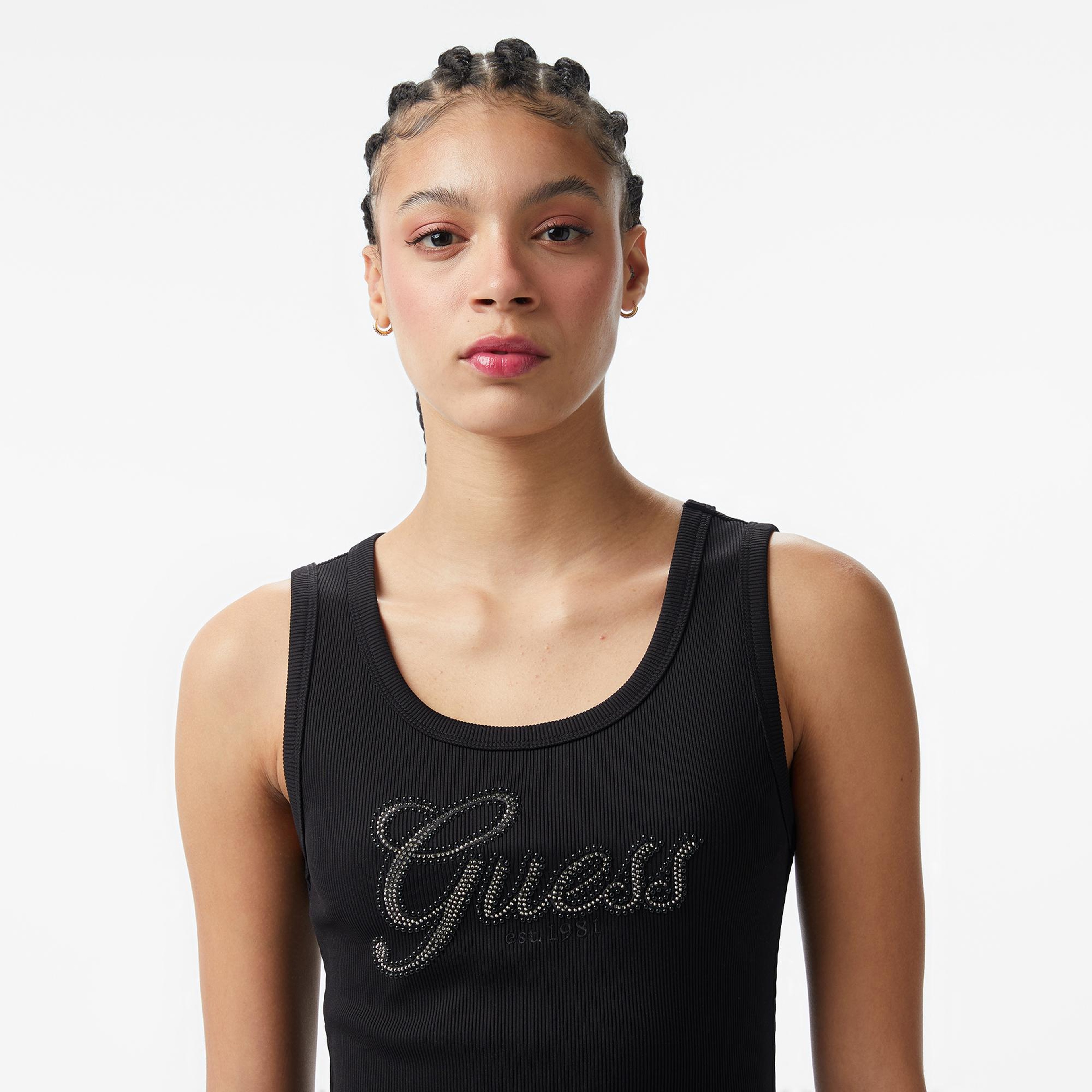 Guess Script Kadın Siyah T-Shirt