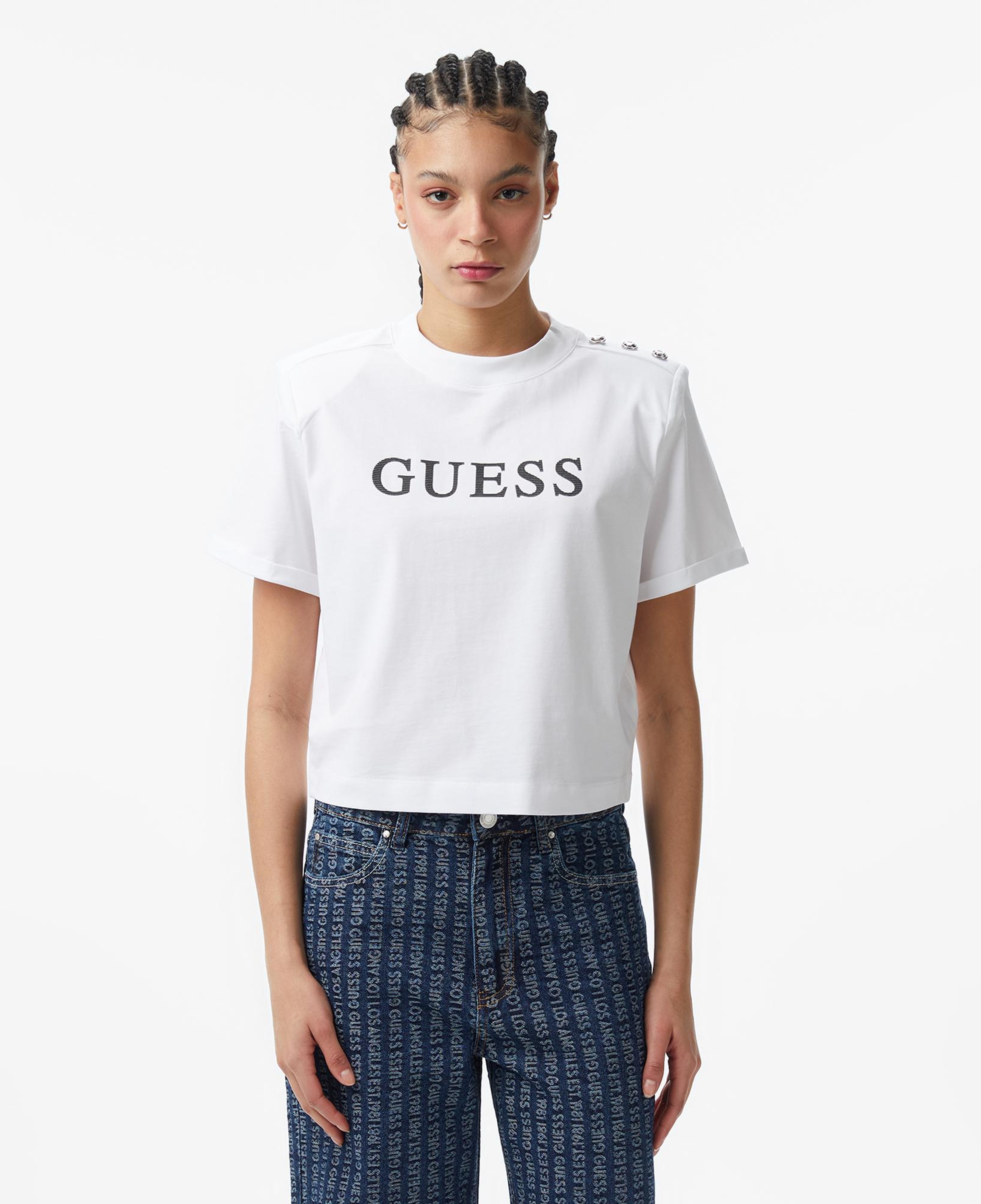 Guess Marina Regular Fit Kadın Beyaz T-Shirt