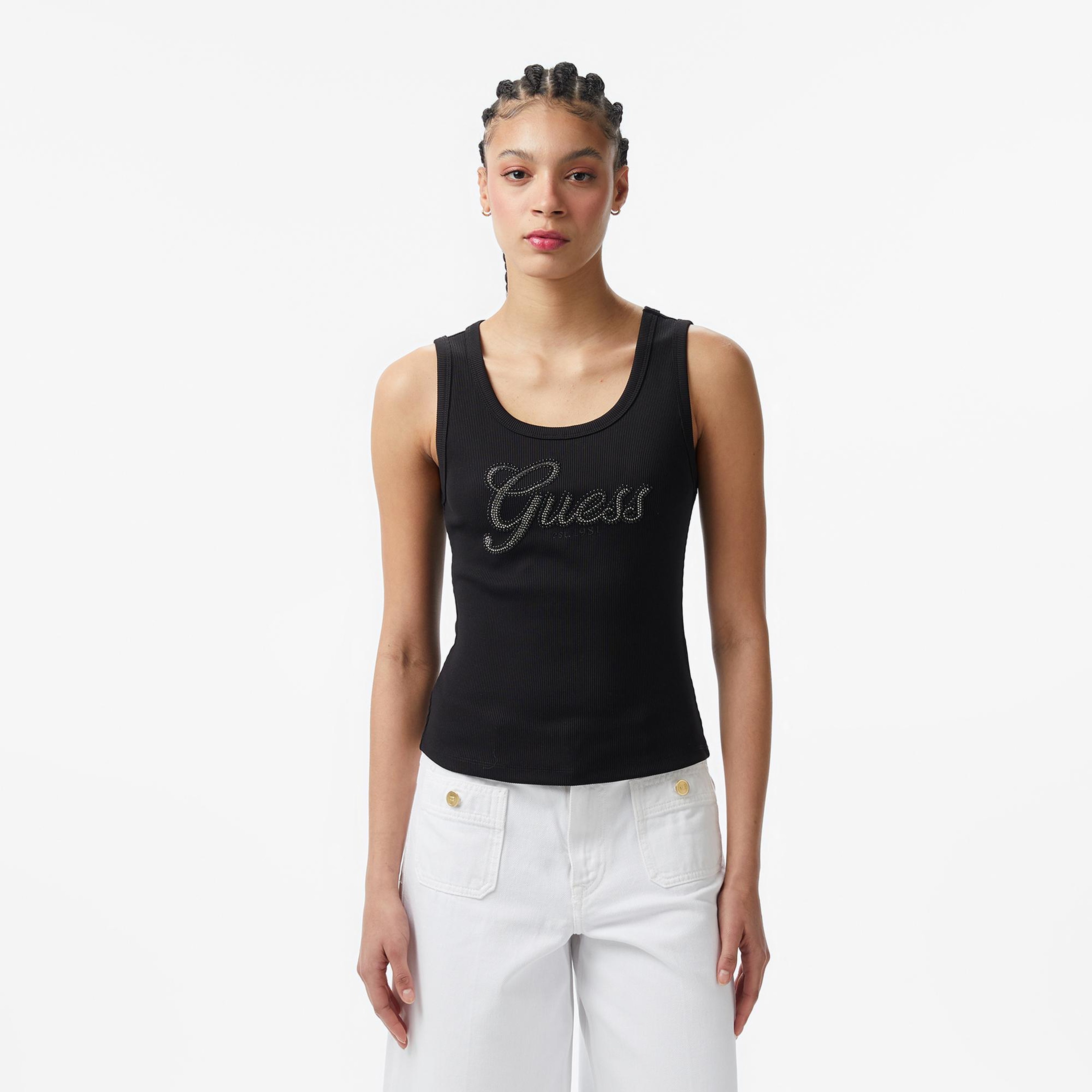 Guess Script Kadın Siyah T-Shirt