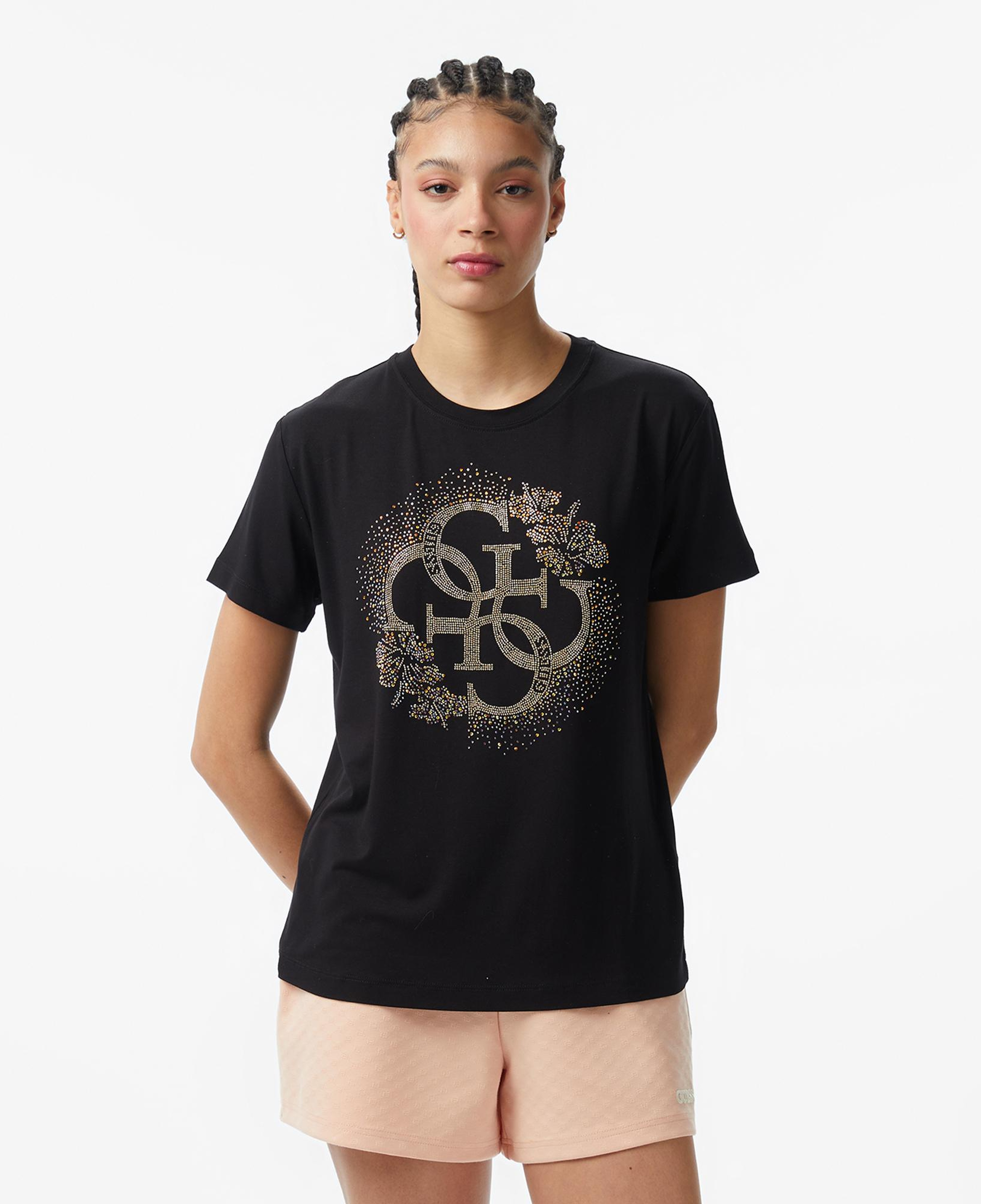 Guess Corinne Boxy Fit Kadın Bej T-Shirt