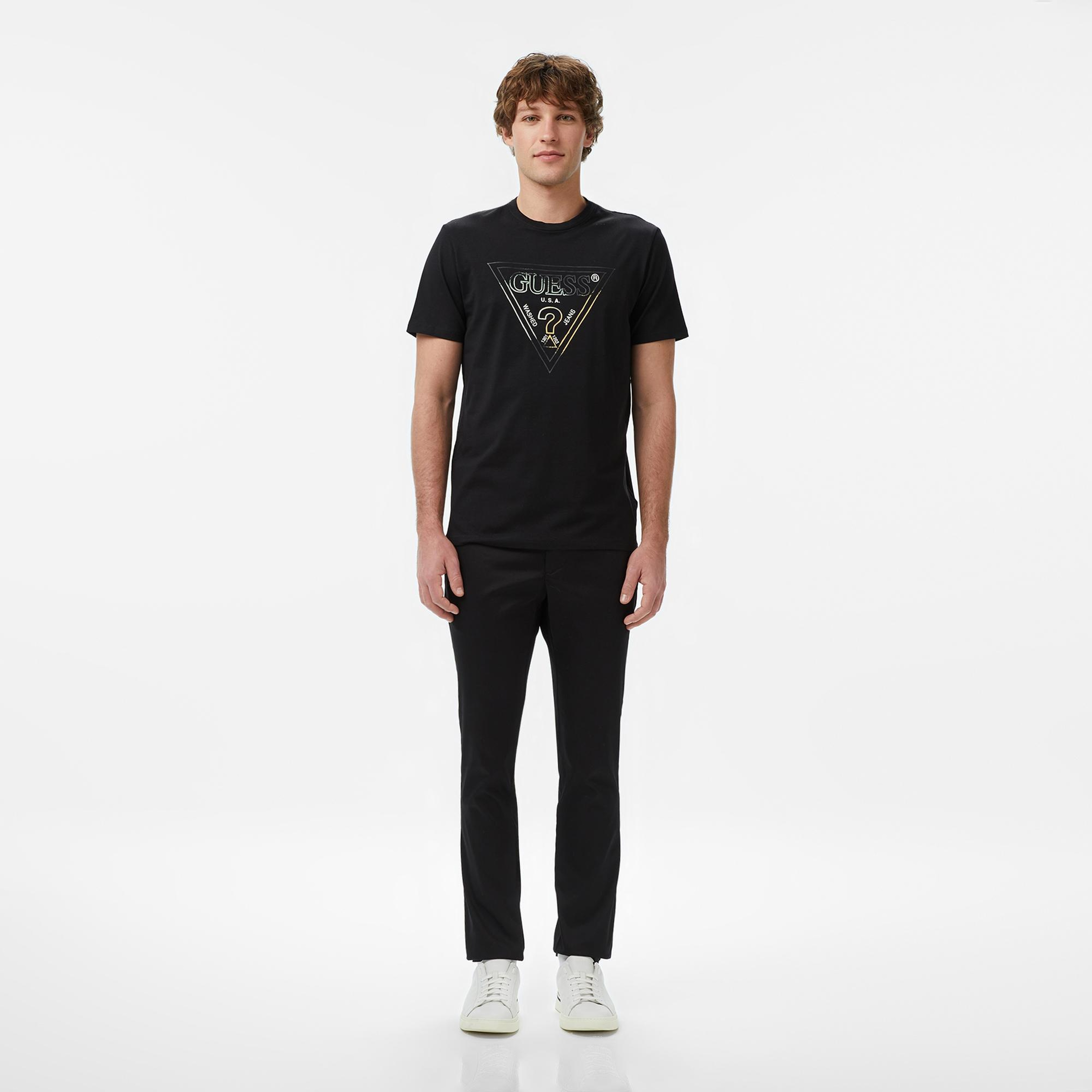 Guess Slim Fit Erkek Siyah T-Shirt