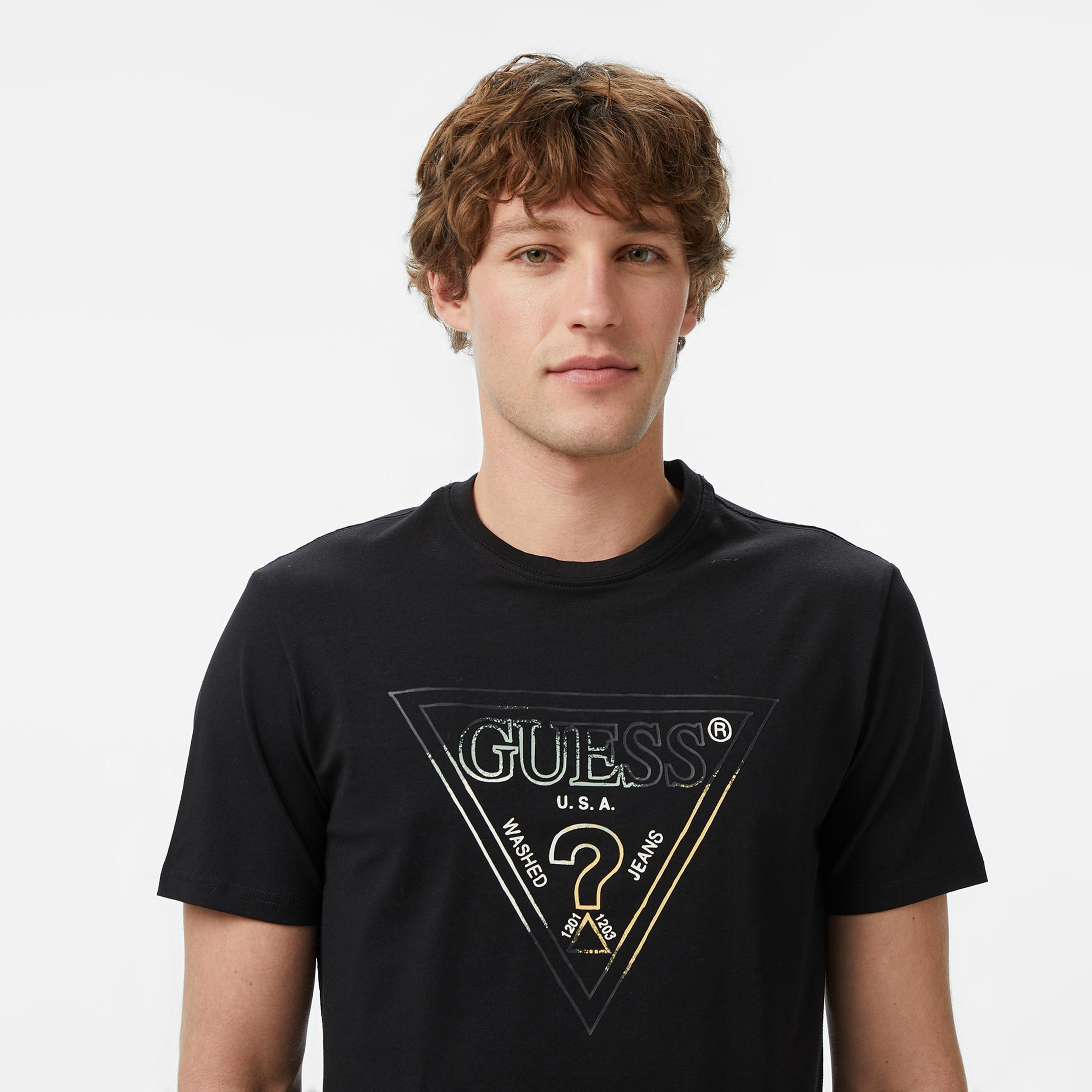Guess Slim Fit Erkek Siyah T-Shirt
