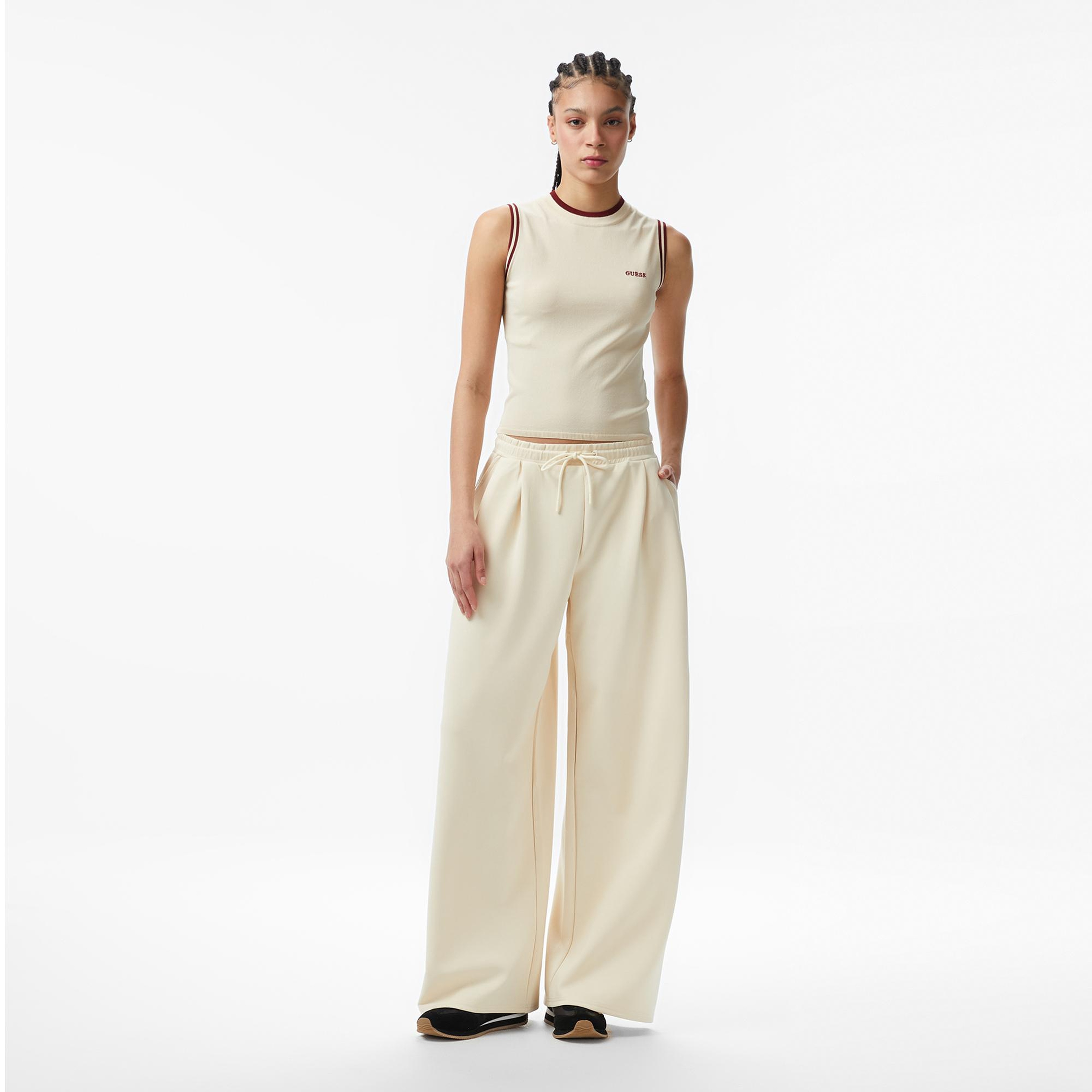 Guess Jasmine Aktif Modal Karışımlı Scuba Palazzo Fit Kadın Beyaz Eşofman Altı