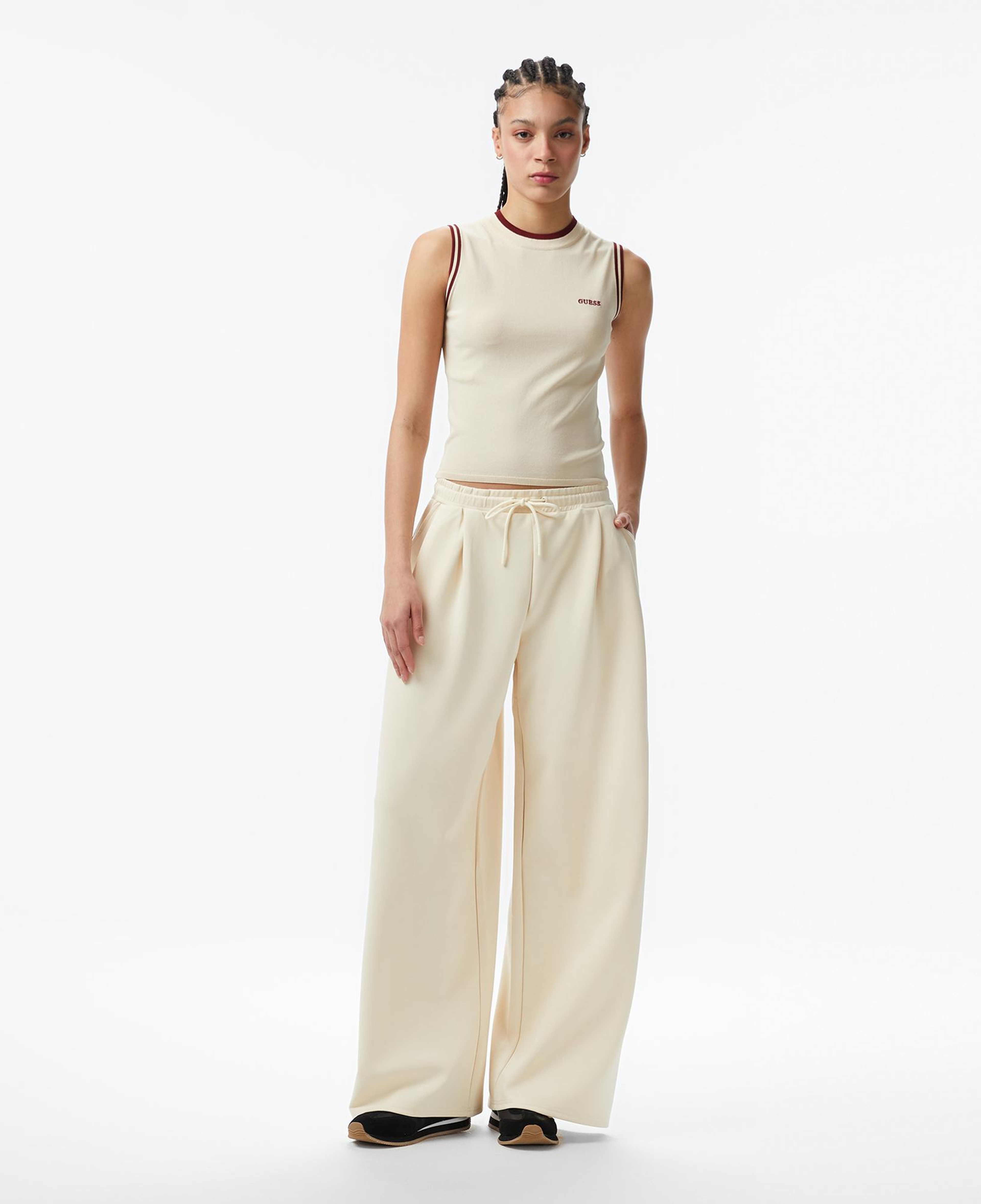 Guess Jasmine Aktif Modal Karışımlı Scuba Palazzo Fit Kadın Beyaz Eşofman Altı