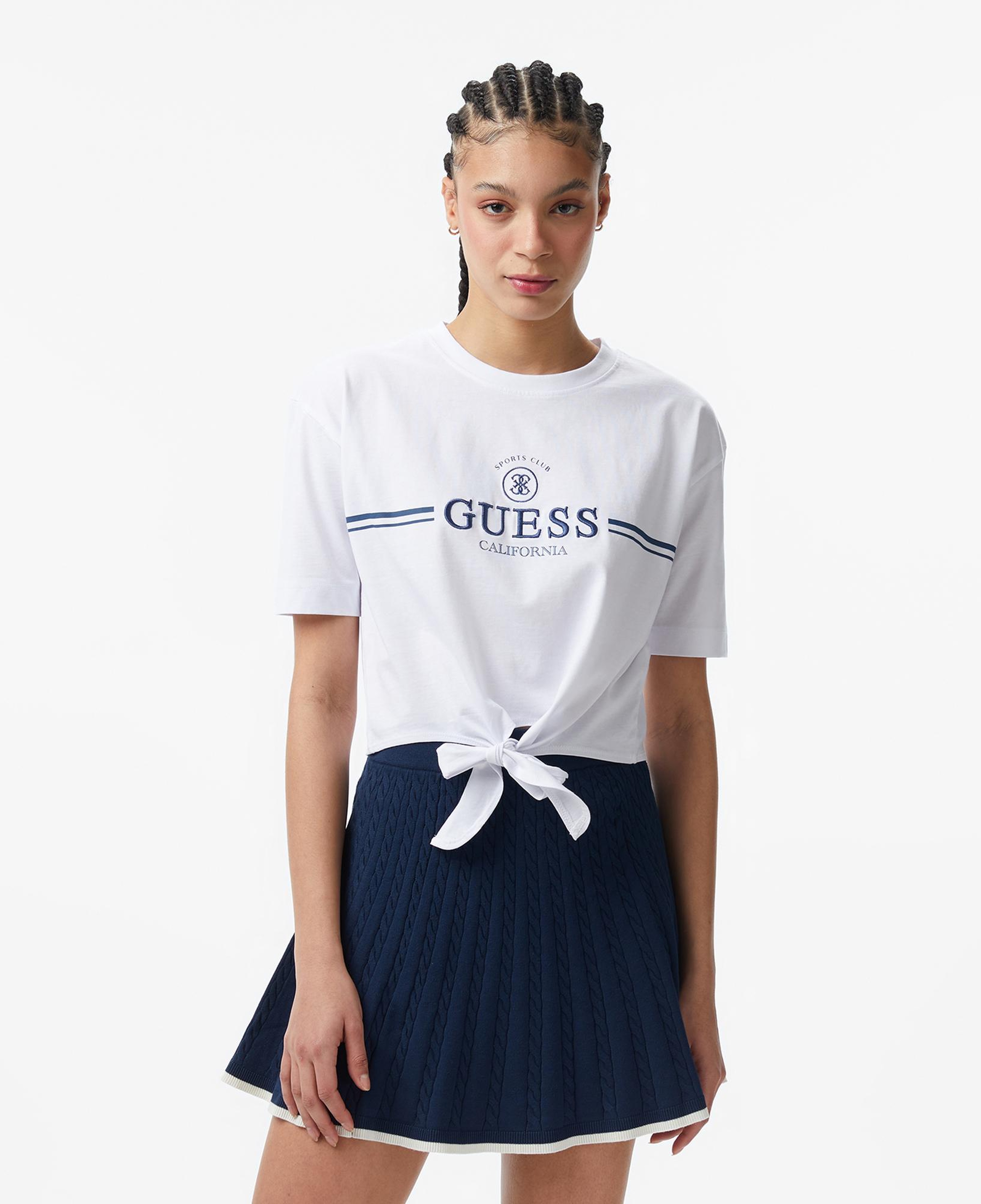 Guess Stream Aktif Boxy Fit Kadın Beyaz T-Shirt