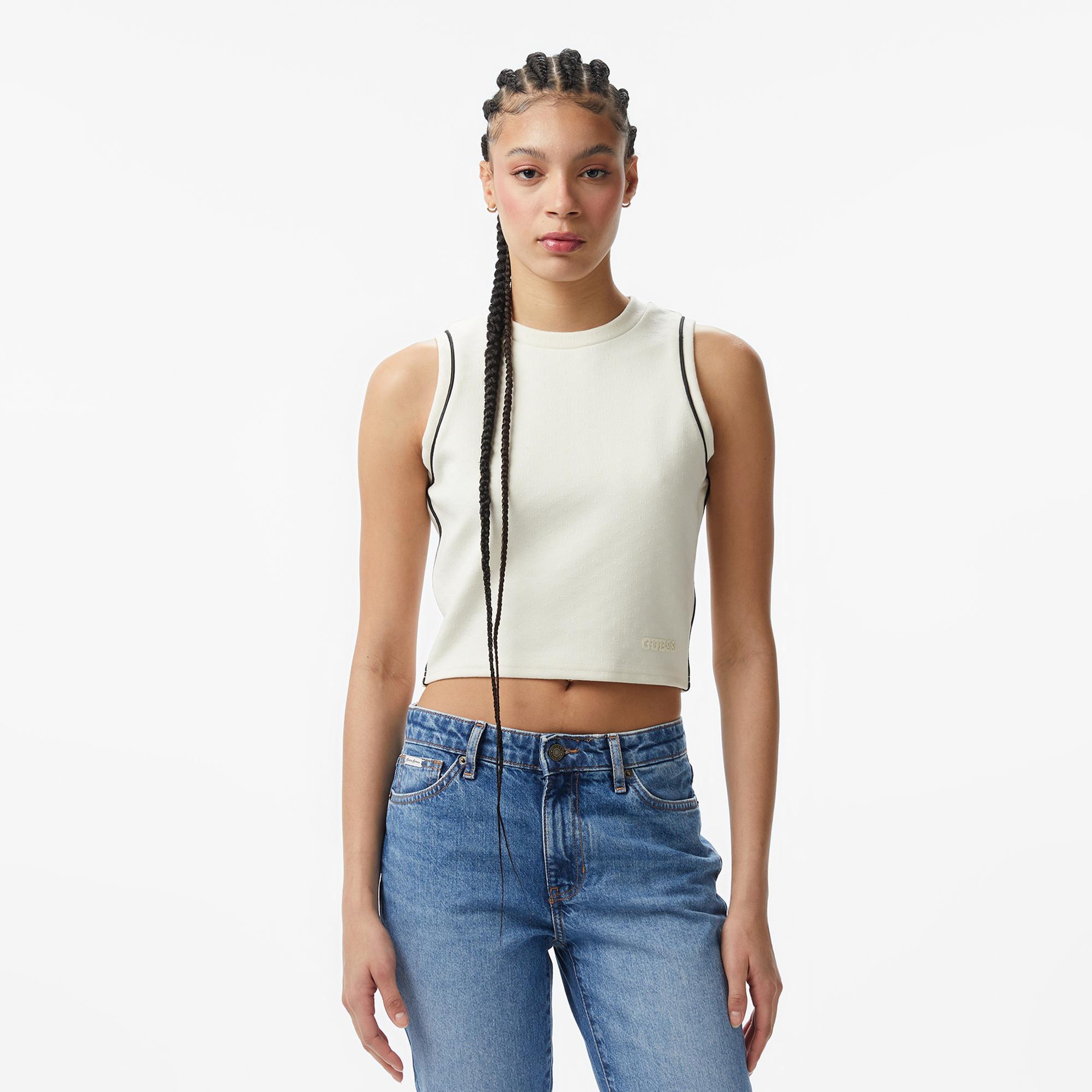 Guess Clara Aktif Kadın Beyaz T-Shirt