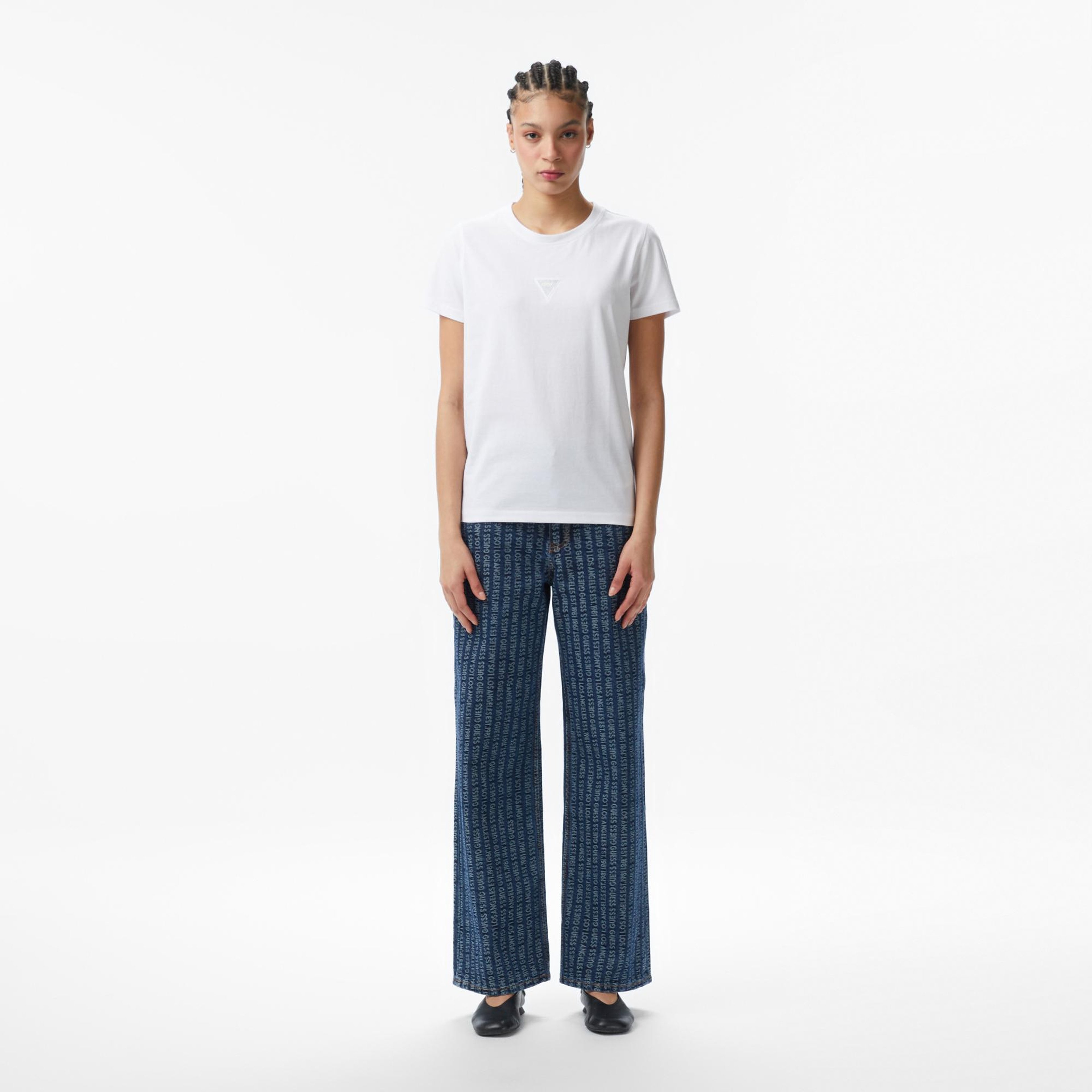 Guess Oversize Fit Kadın Beyaz T-Shirt