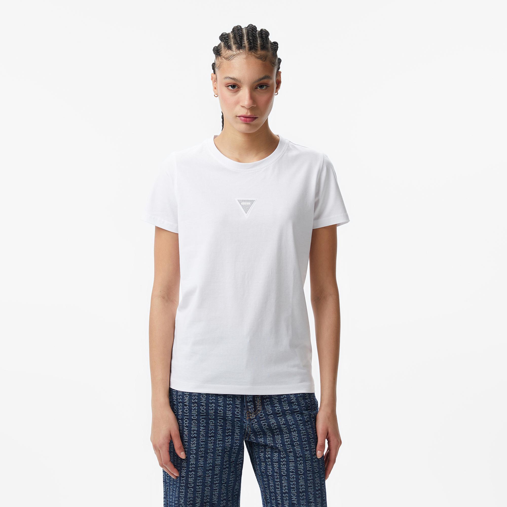 Guess Oversize Fit Kadın Beyaz T-Shirt