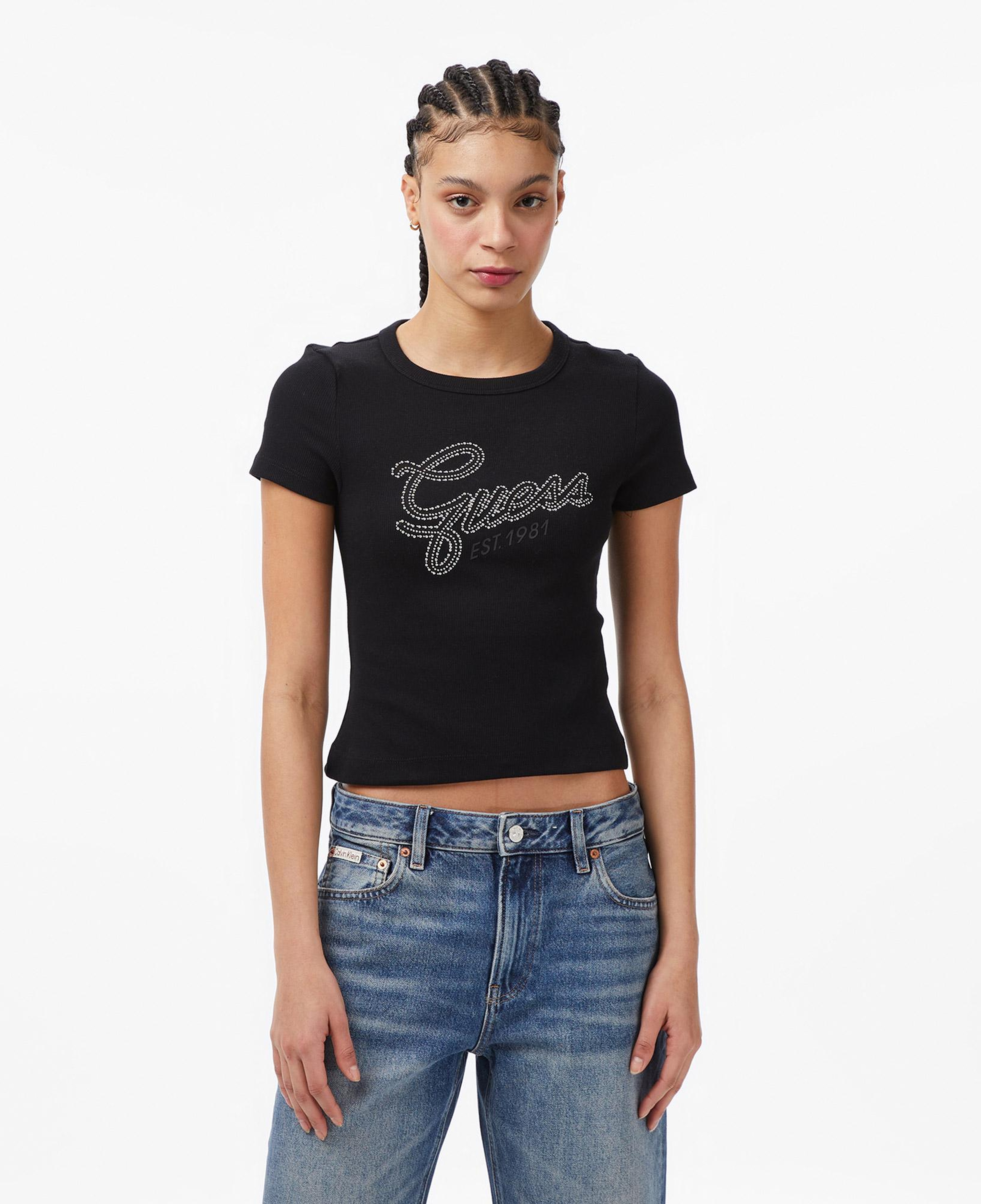 Guess Studs Slim Fit Kadın Siyah T-Shirt