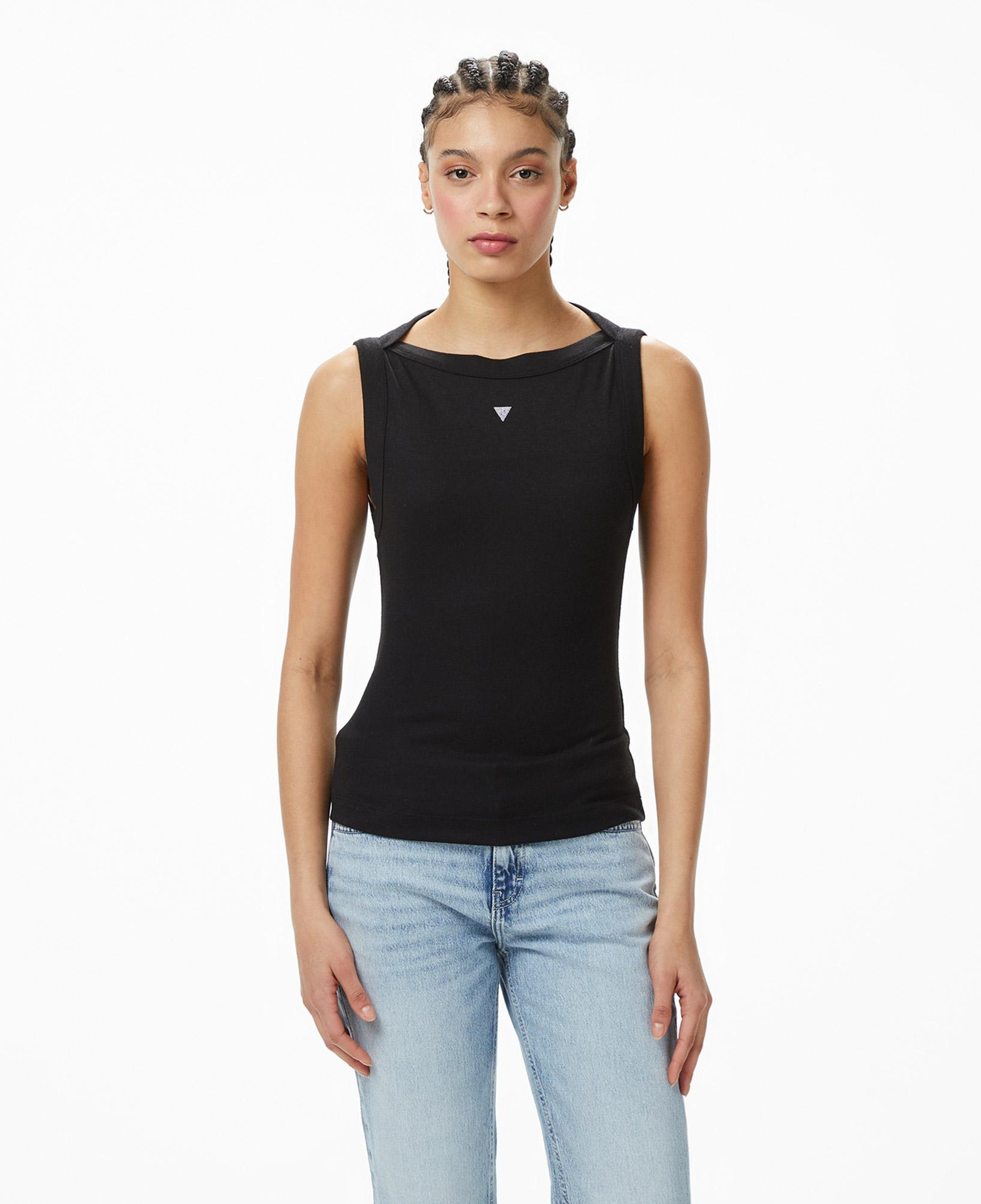 Guess Tina Ipek Karışımlı Kadın Siyah T-Shirt