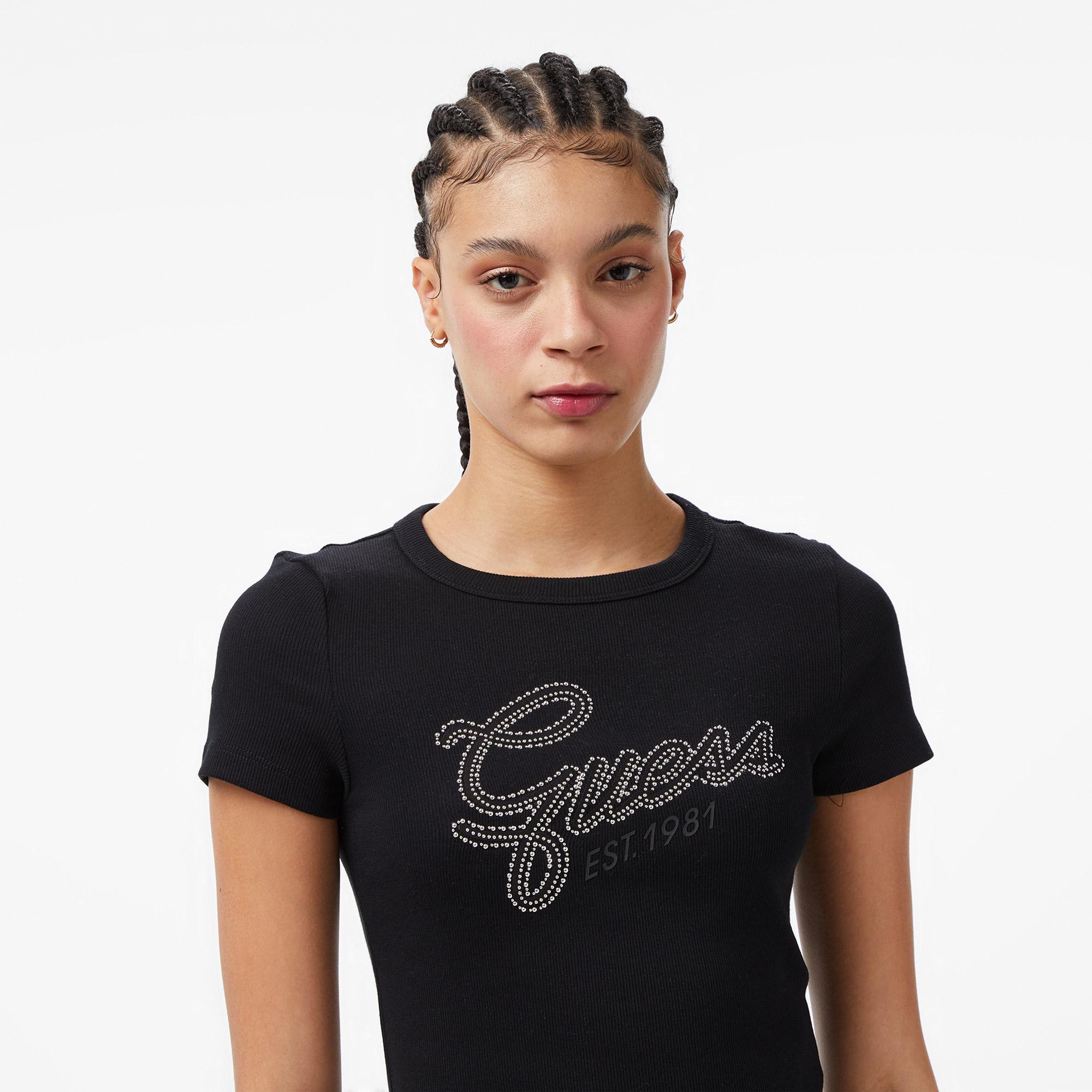 Guess Studs Slim Fit Kadın Siyah T-Shirt