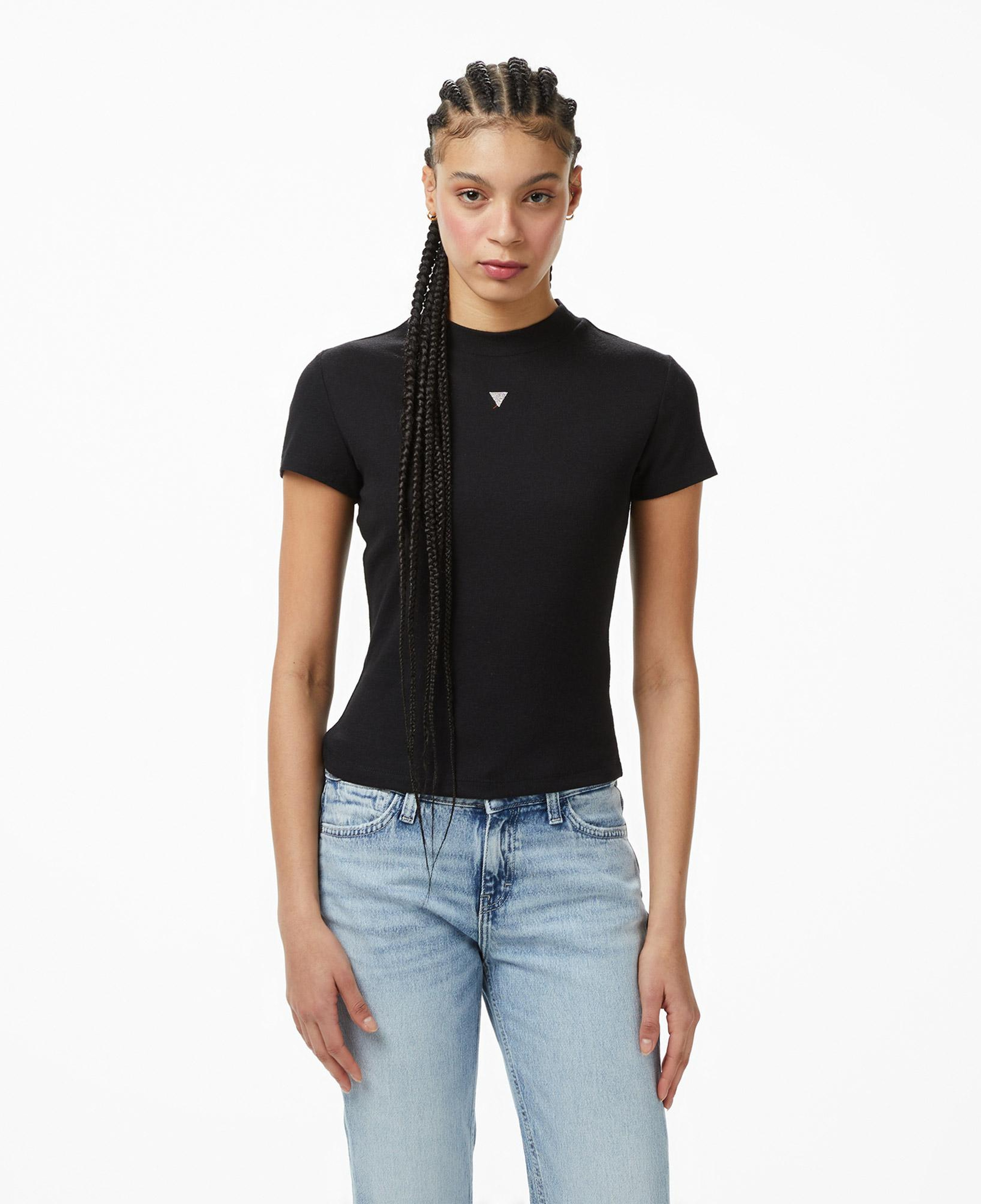 Guess Mock Yün Ipek Karışımlı Top Kadın Siyah T-Shirt