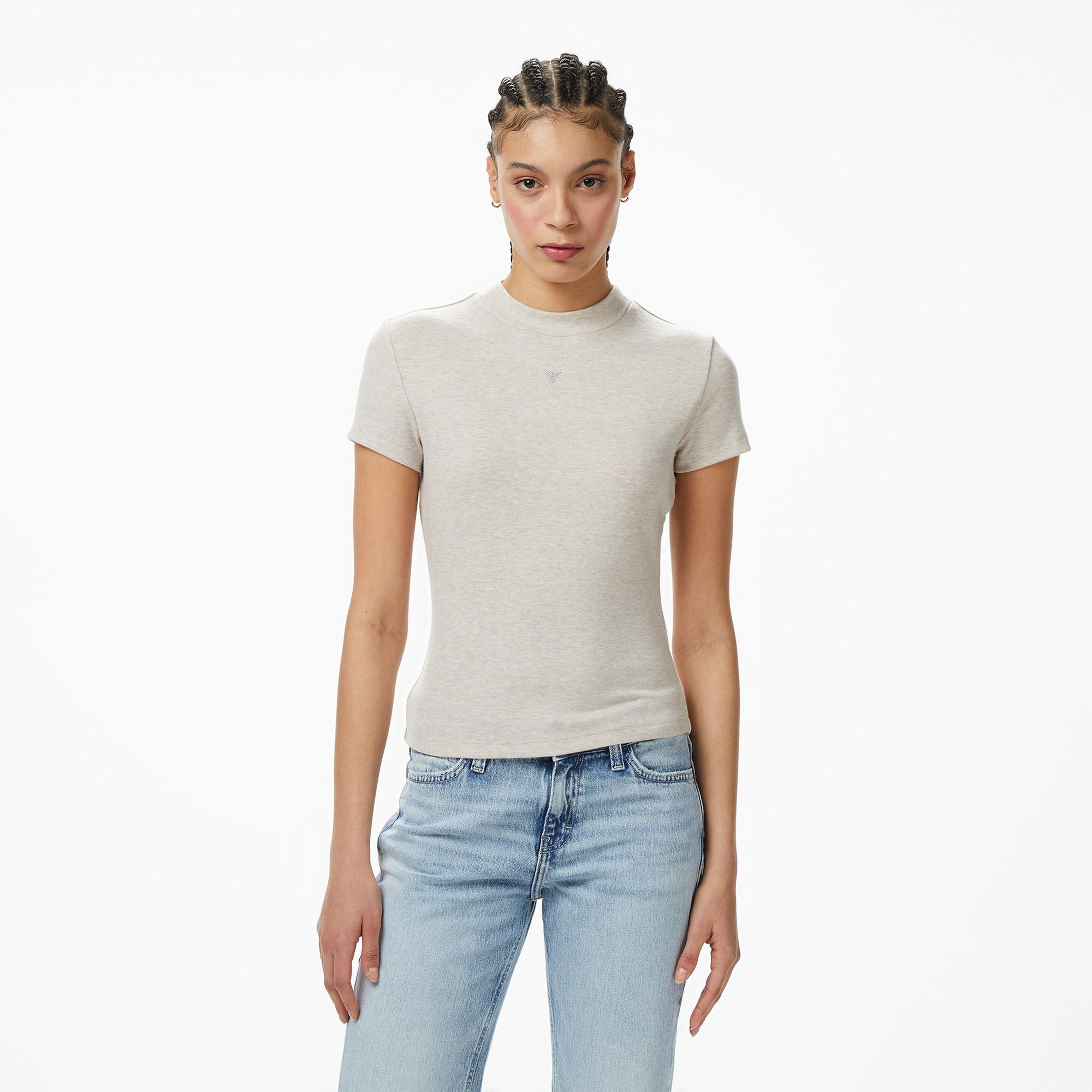 Guess Mock Yün Ipek Karışımlı Top Kadın Mavi T-Shirt