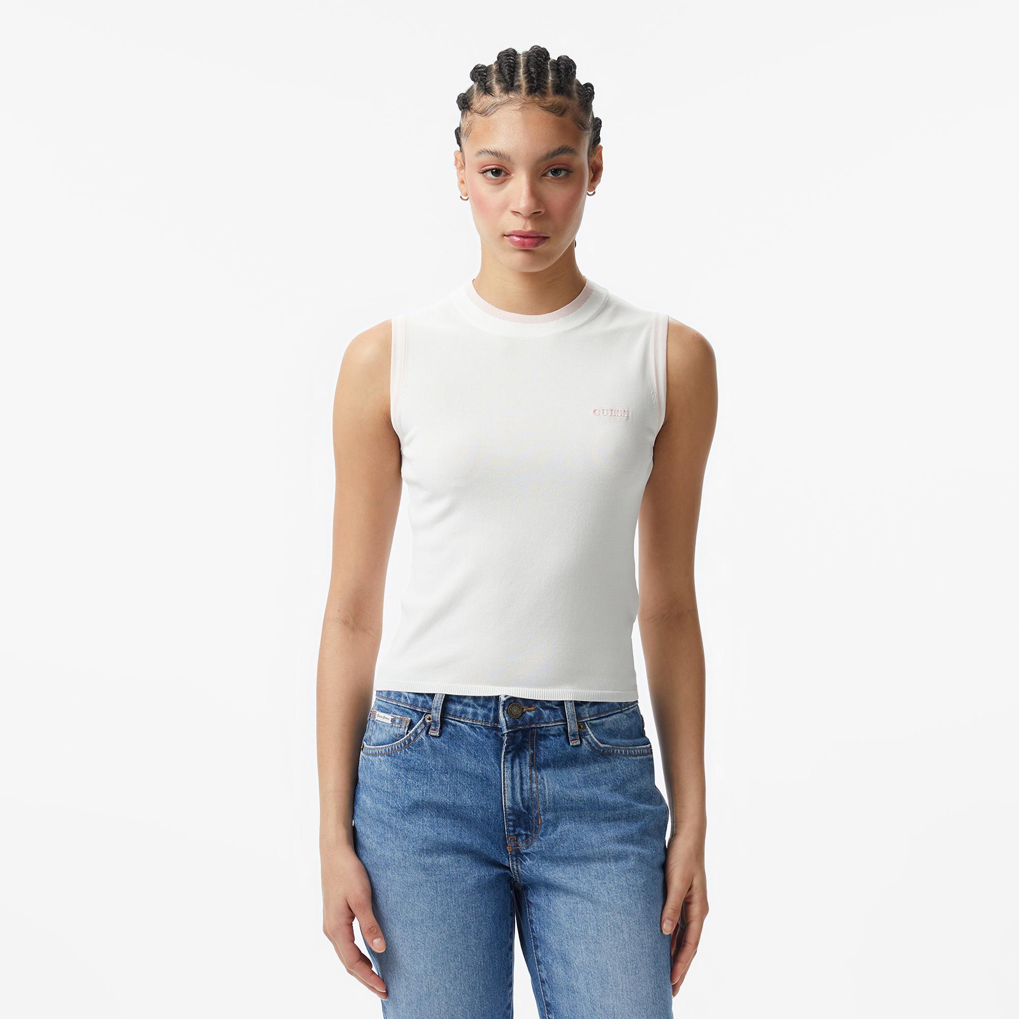 Guess Gabry Aktif Kadın Krem Sweatshirt