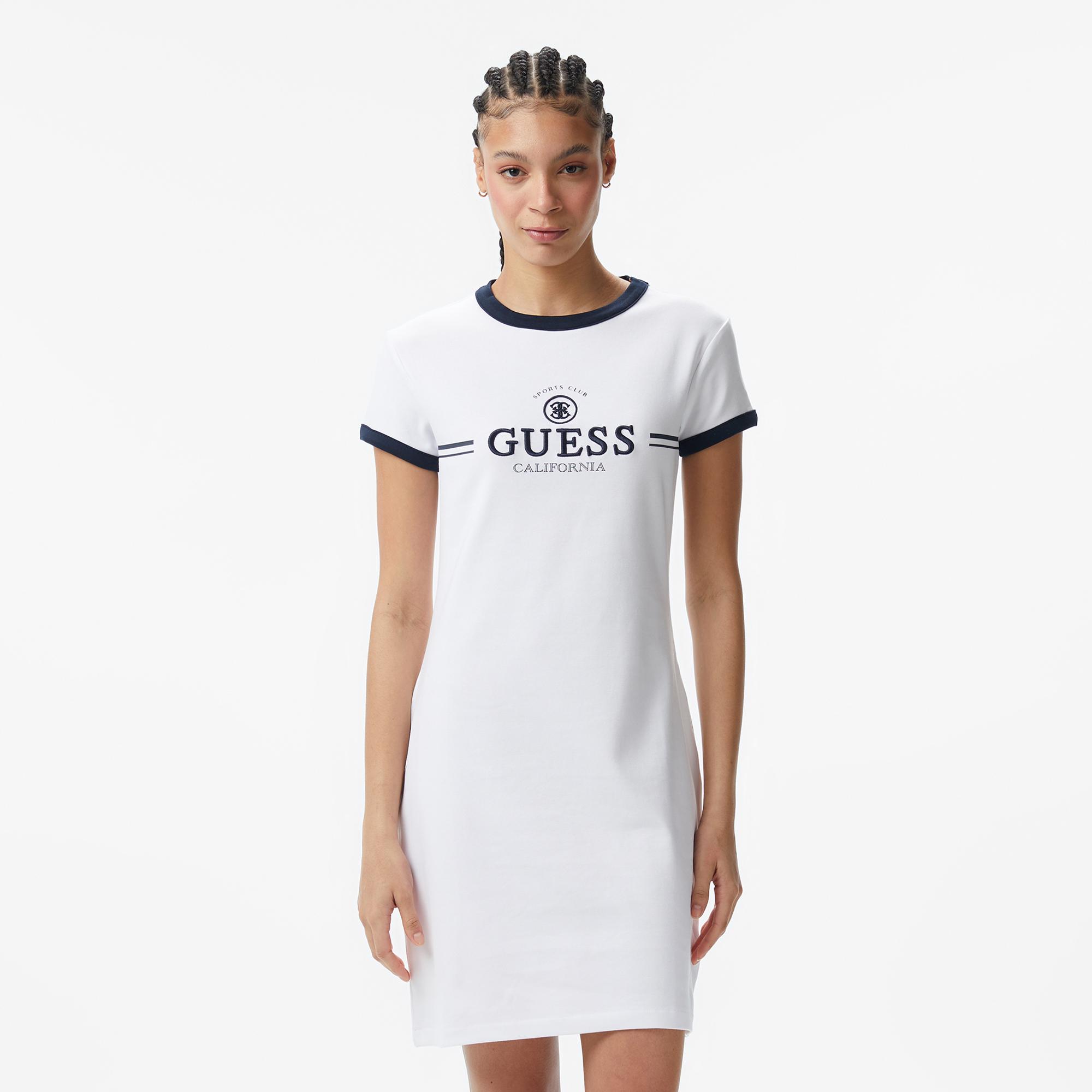 Guess Mila Aktif Straplez Kadın Beyaz Elbise