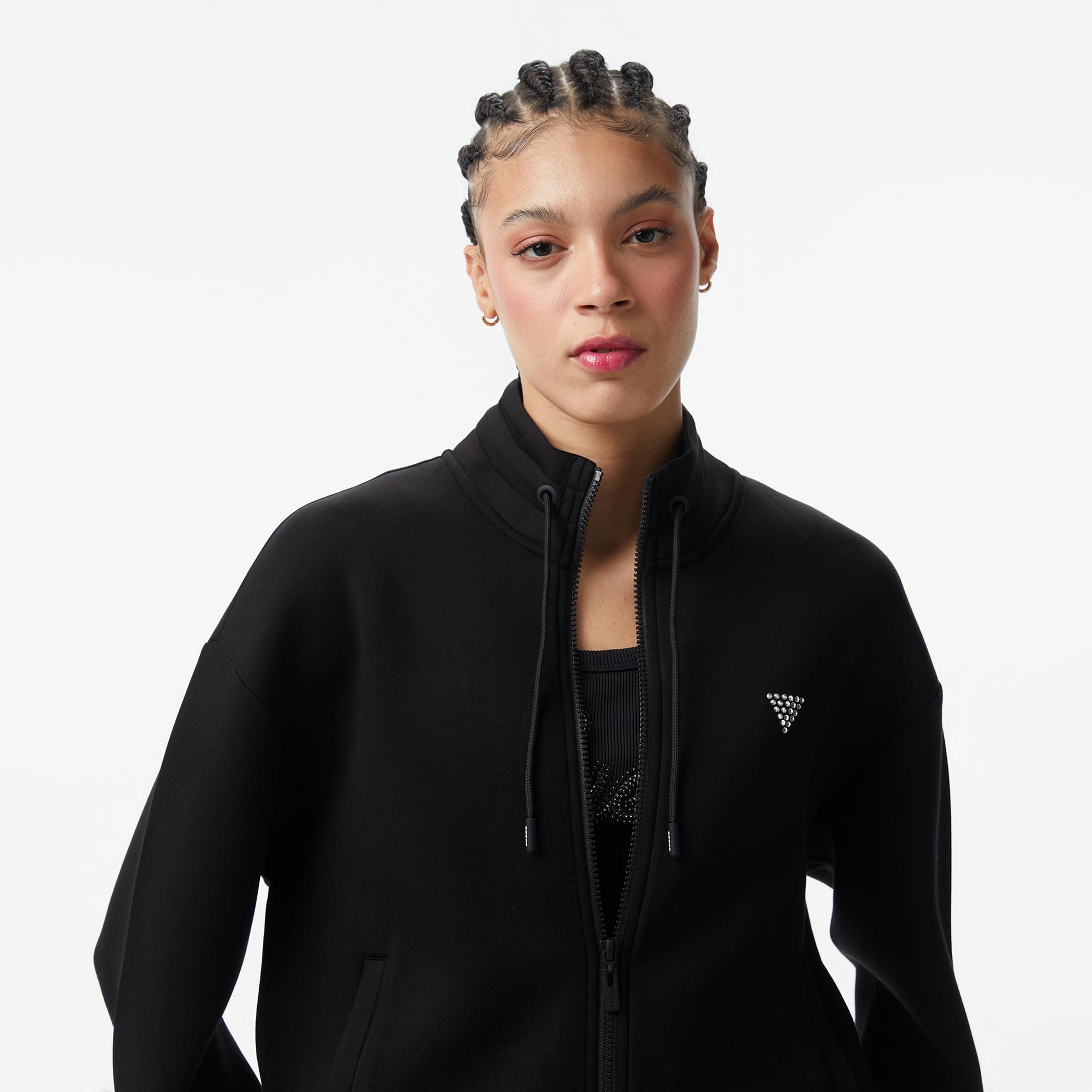 Guess Cecilia Aktif Scuba Kadın Siyah Sweatshirt