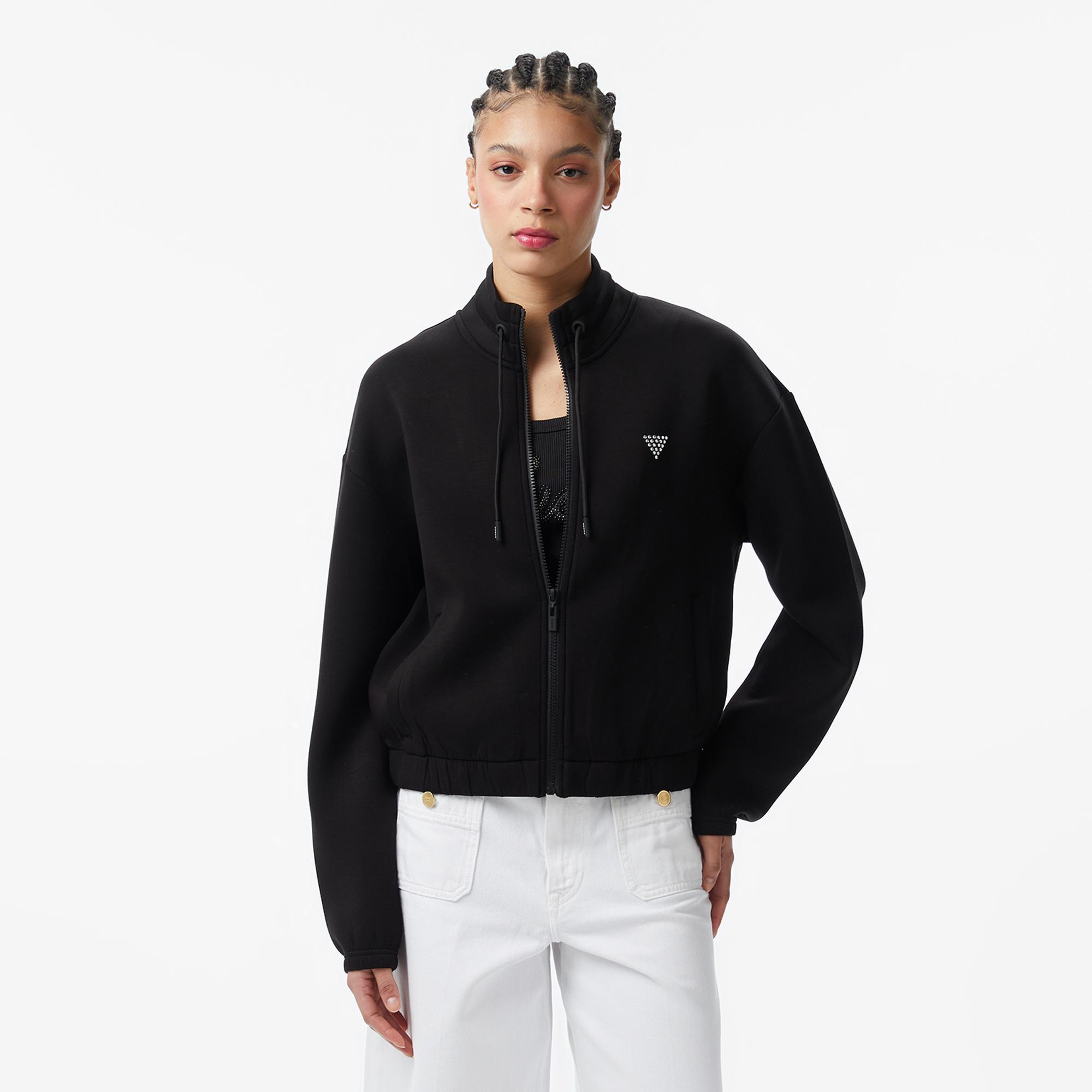 Guess Cecilia Aktif Scuba Kadın Siyah Sweatshirt