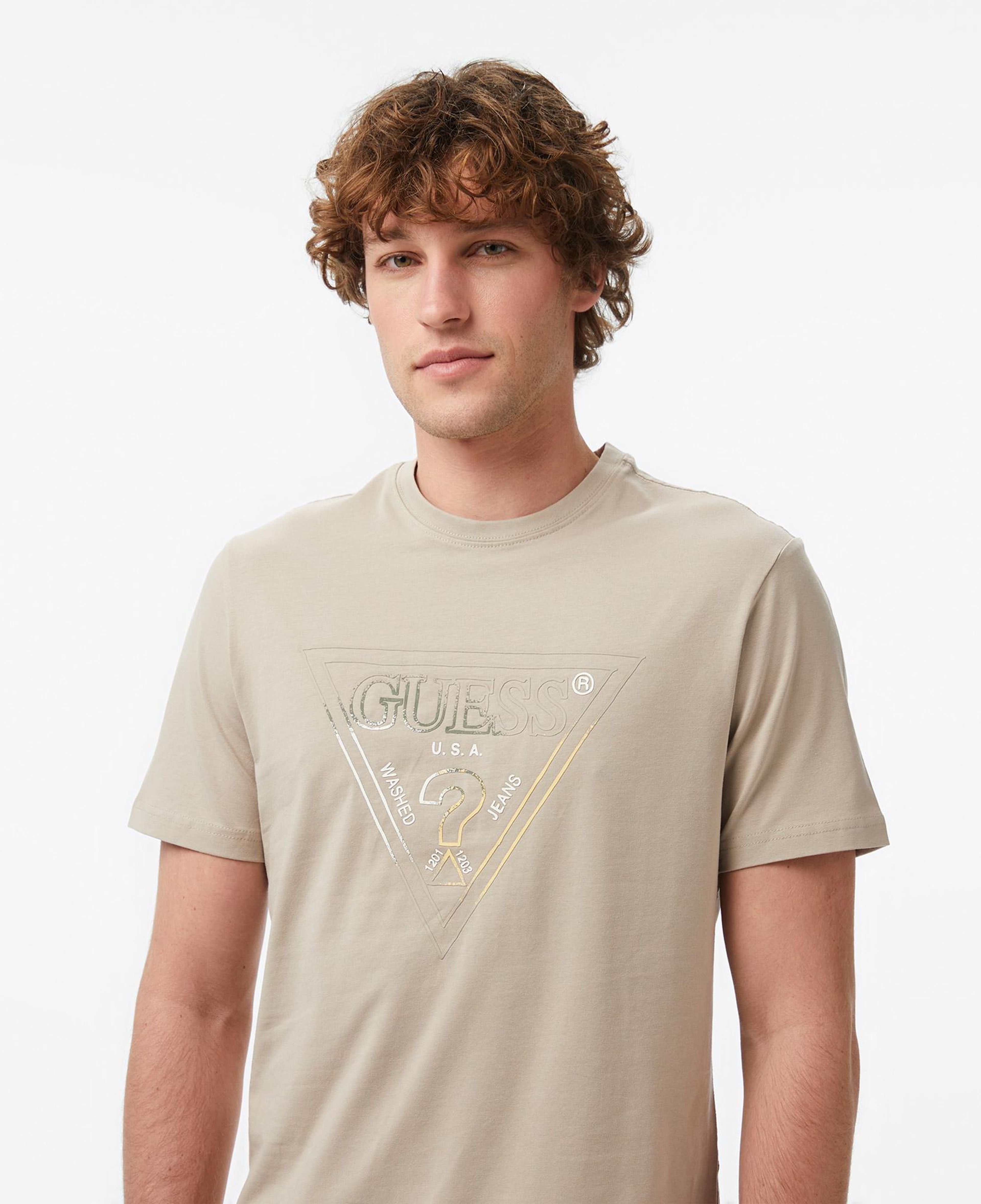 Guess Slim Fit Erkek Bej T-Shirt