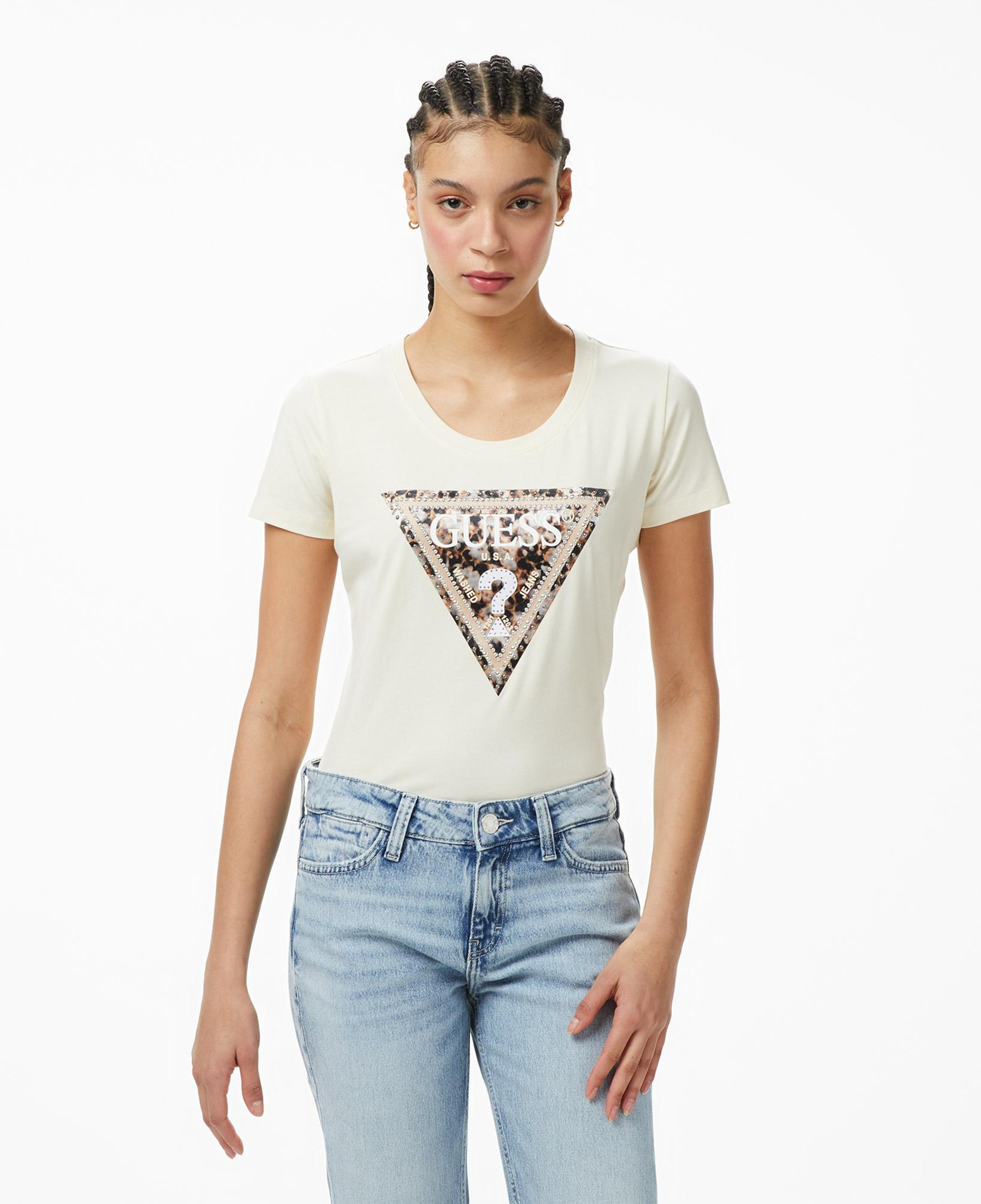 Guess Slim Fit Kadın Beyaz T-Shirt