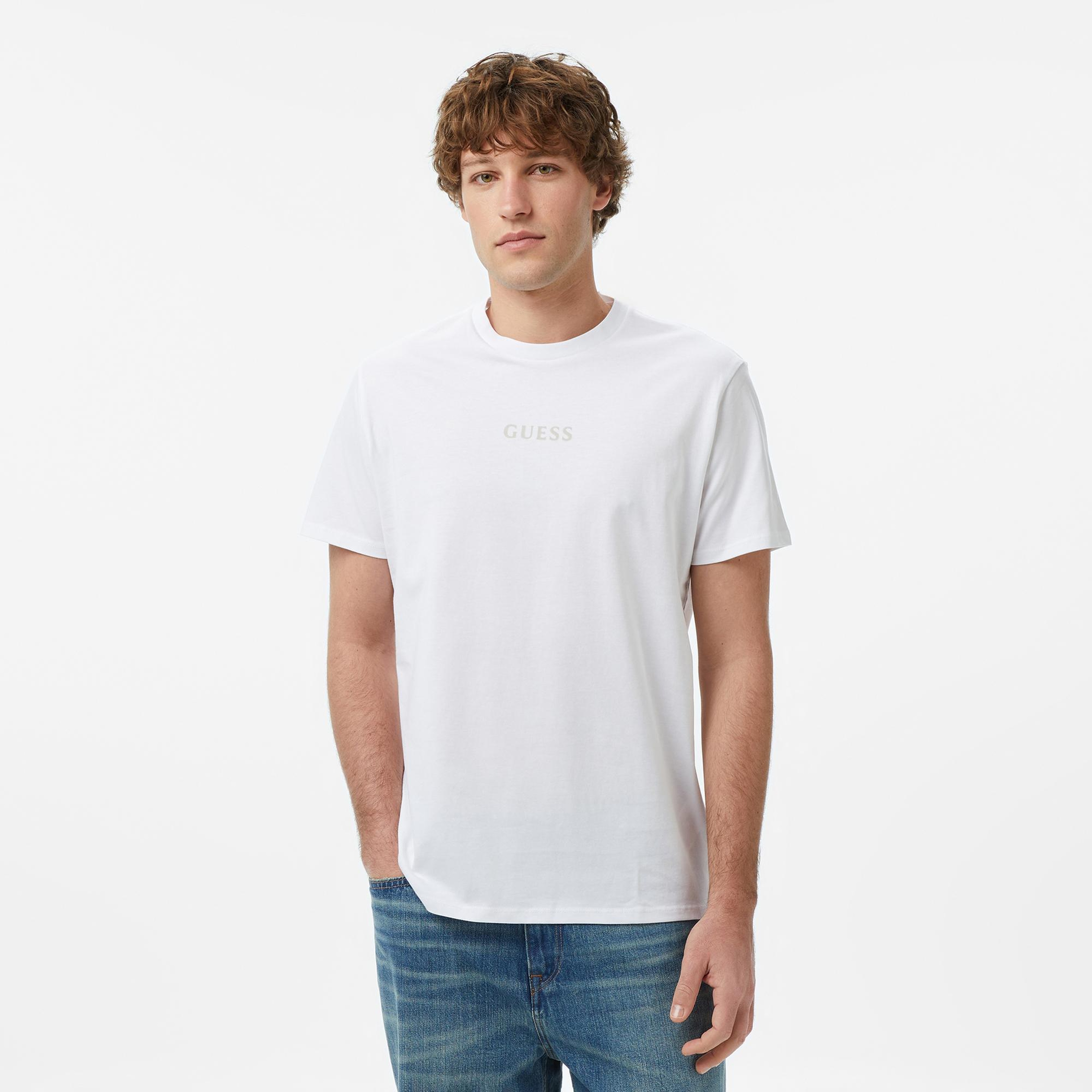 Guess Regular Fit Erkek Beyaz T-Shirt