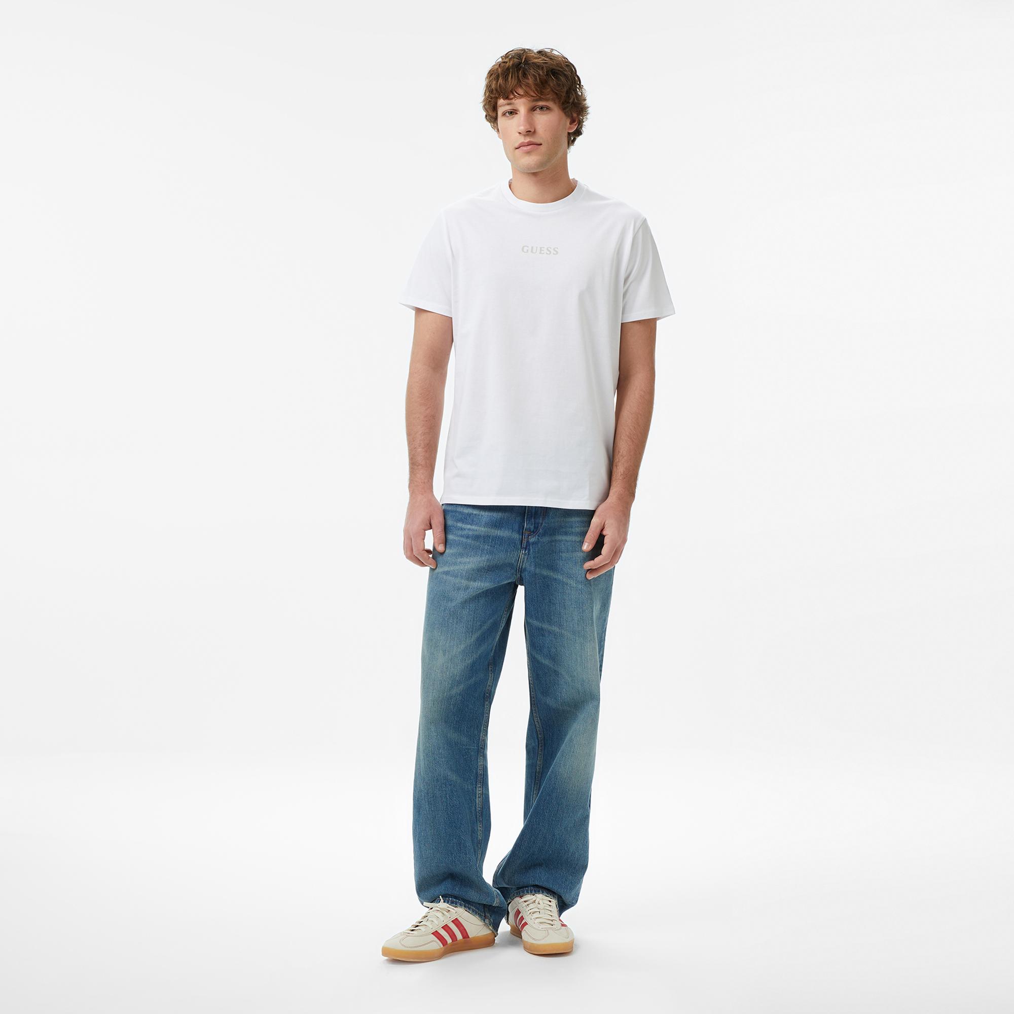 Guess Regular Fit Erkek Beyaz T-Shirt